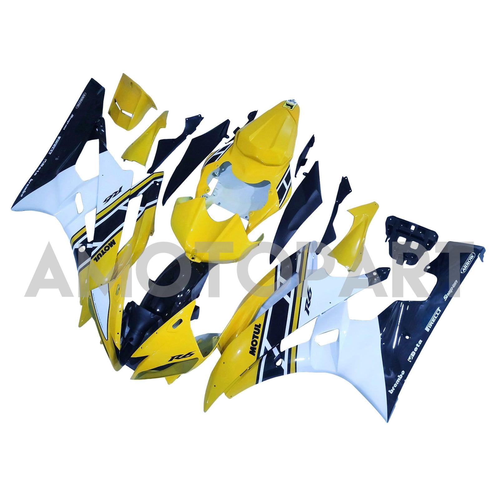 Amotopart Yamaha 2006-2007 kit de carénage noir blanc YZF-R6