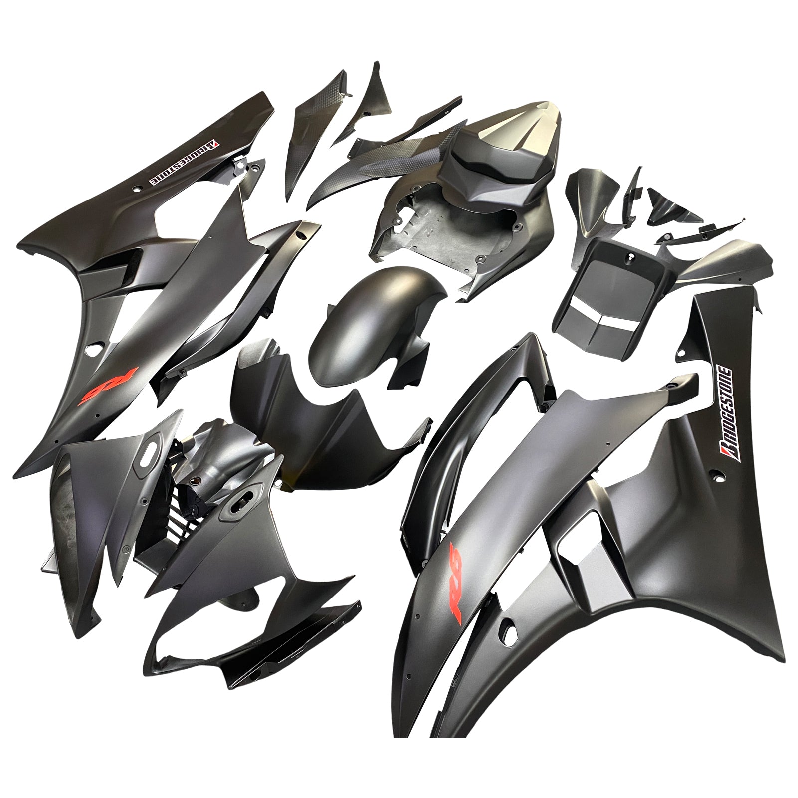 Amotopart Carénages Yamaha YZF-R6 2006-2007 Carénage Noir Mat R6 Racing Kit de carénage