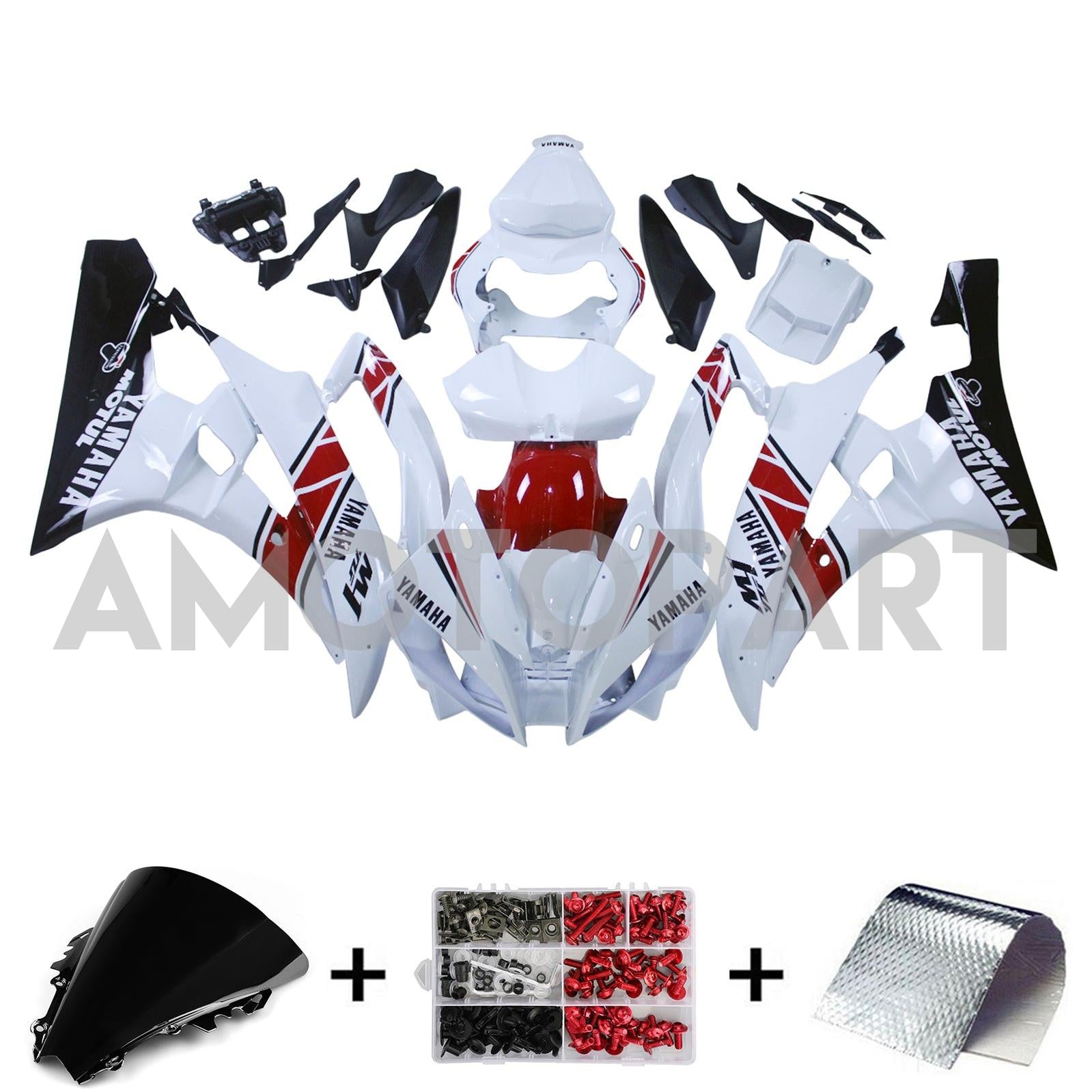 Amotopart Fairings Yamaha YZF-R6 2006-2007 Fairing White Red Black Fairing Kit
