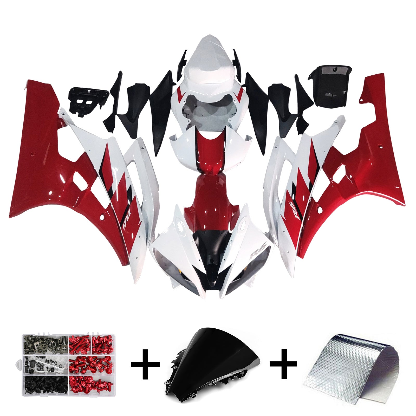 Amotopart 2006-2007 Yamaha YZF-R6 Red&White Fairing Kit