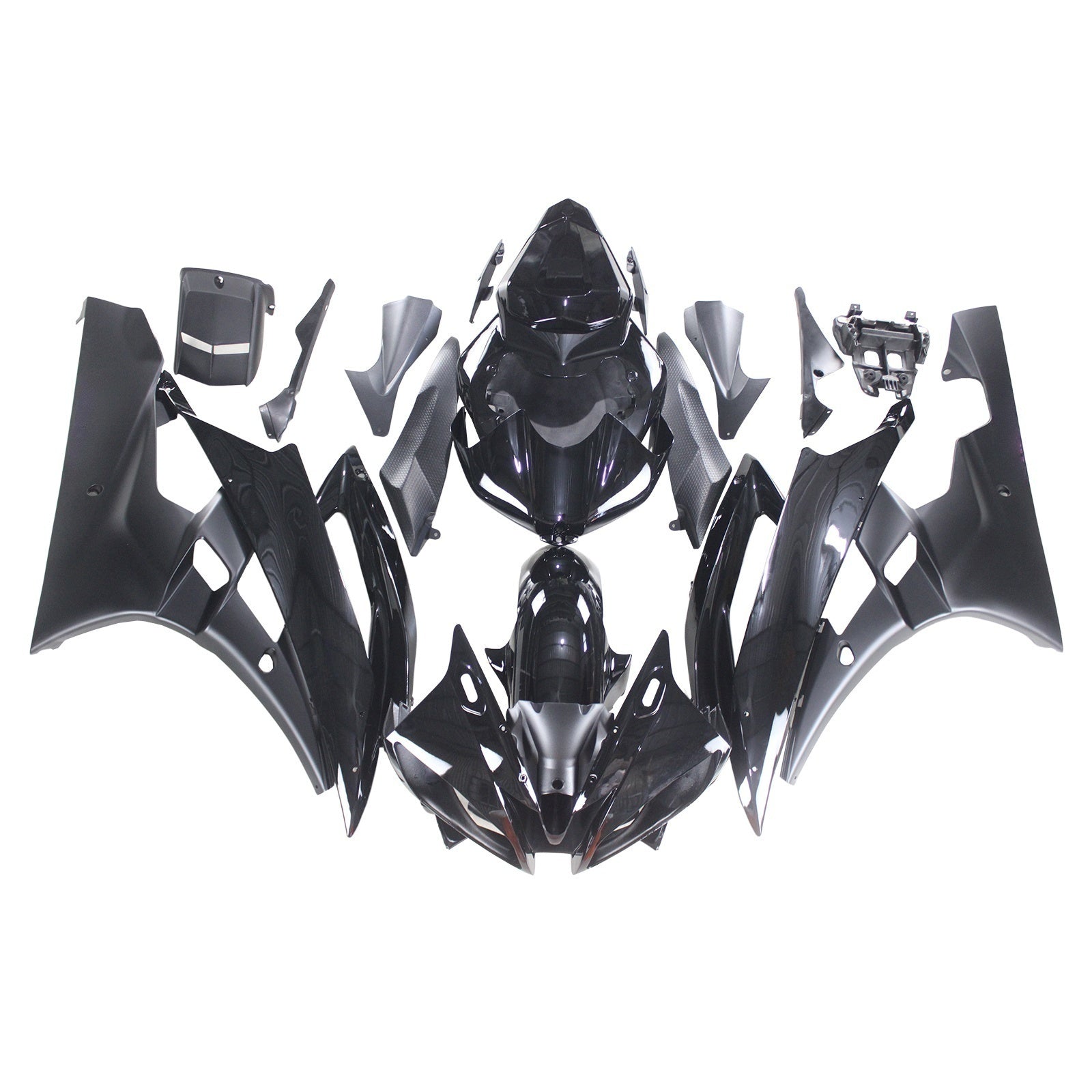 Amotopart Yamaha 2006-2007 YZF 600 R6 All Black Fairing Kit