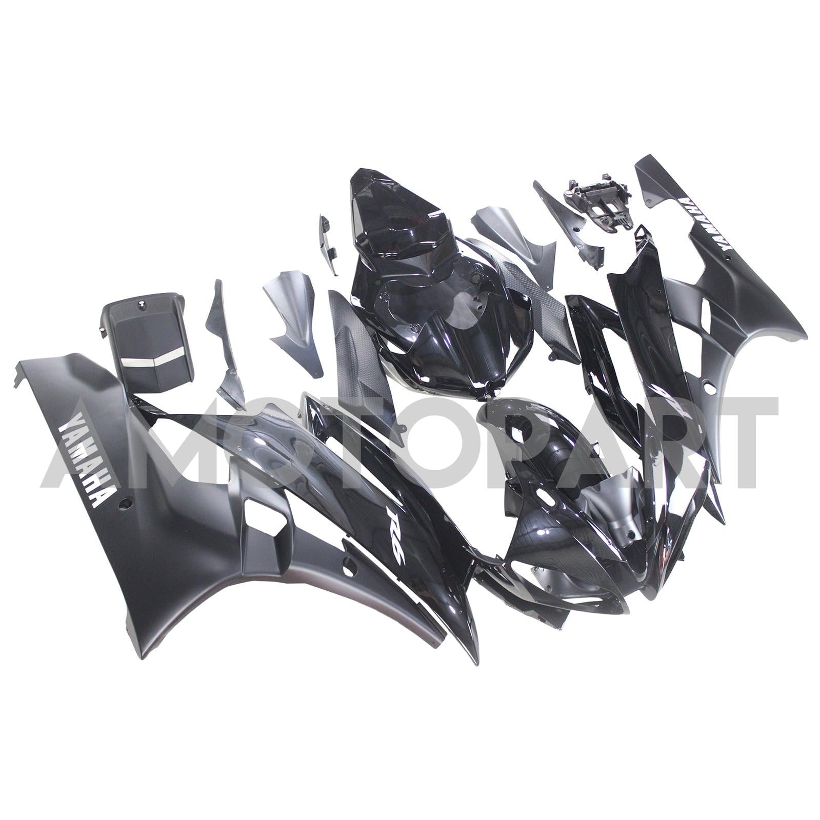 Amotopart Yamaha 2006-2007 YZF 600 R6 All Black Fairing Kit