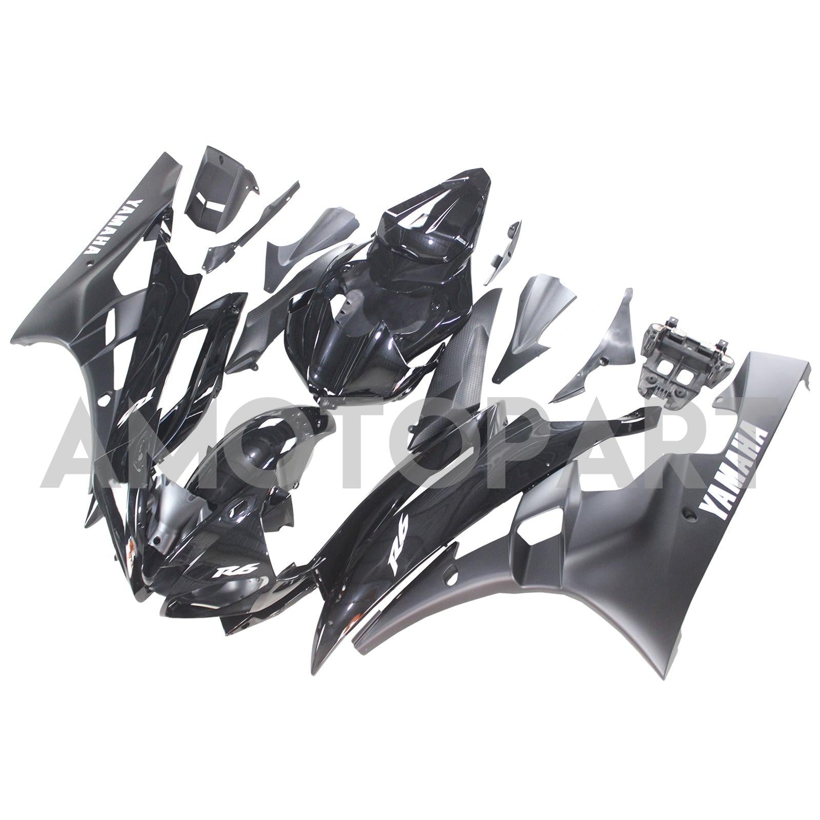 Amotopart Yamaha 2006-2007 YZF 600 R6 All Black Fairing Kit
