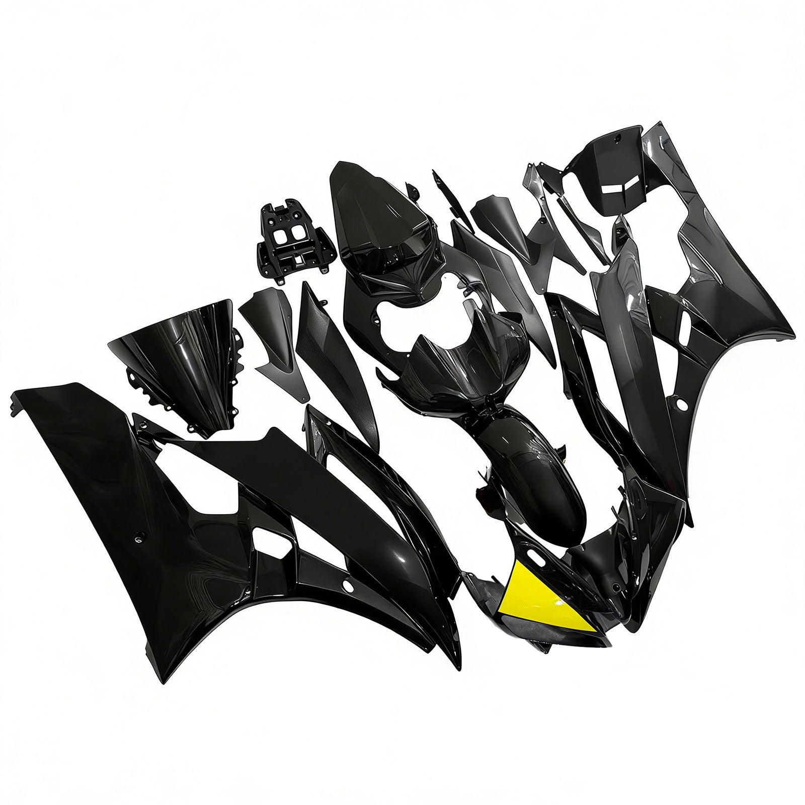 Amotopart ヤマハ 2006-2007 YZF 600 R6 ブラック イエロー フェアリングキット
