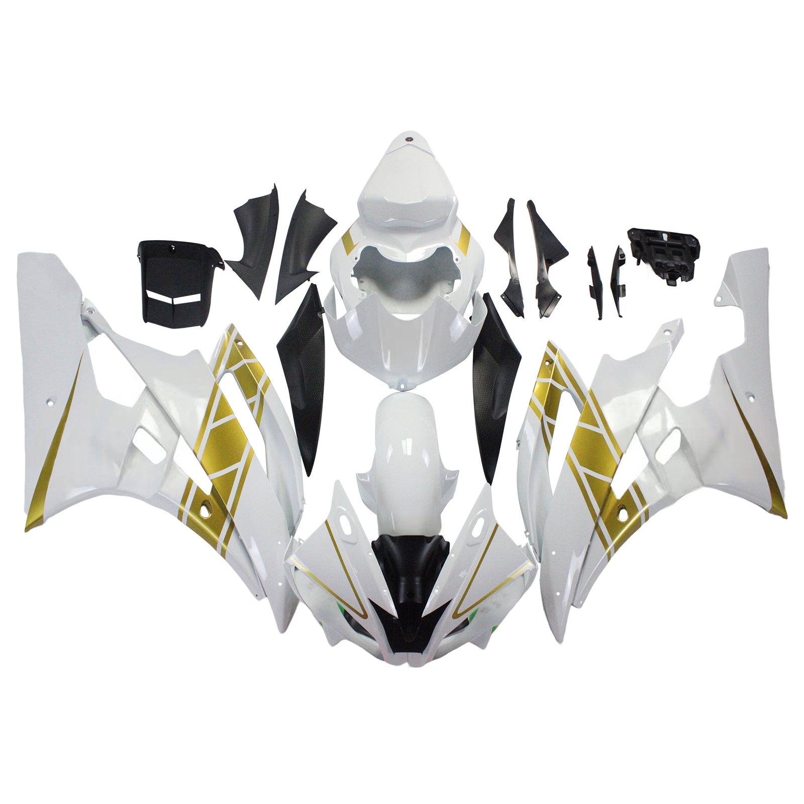 Amotopart Yamaha 2006-2007 YZF 600 R6 White Golden Fairing Kit