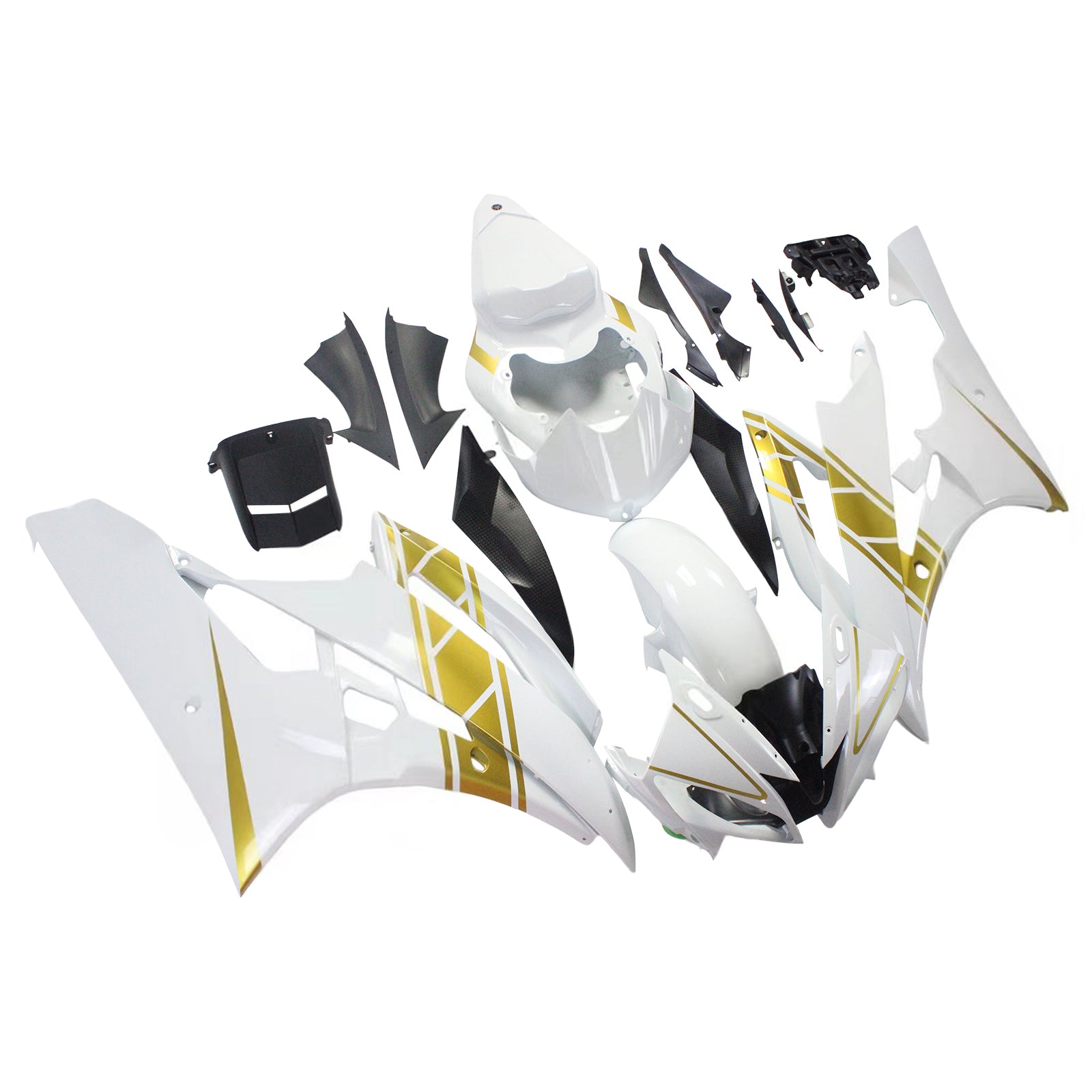 Amotopart Yamaha 2006-2007 YZF 600 R6 White Golden Fairing Kit