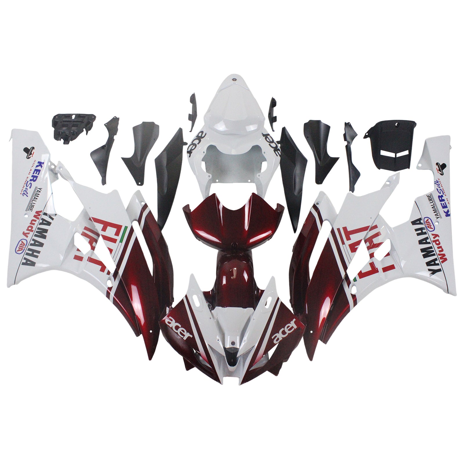 Amotopart 2006-2007 Yamaha Yzf 600 R6 Kit de Fairing Red & White