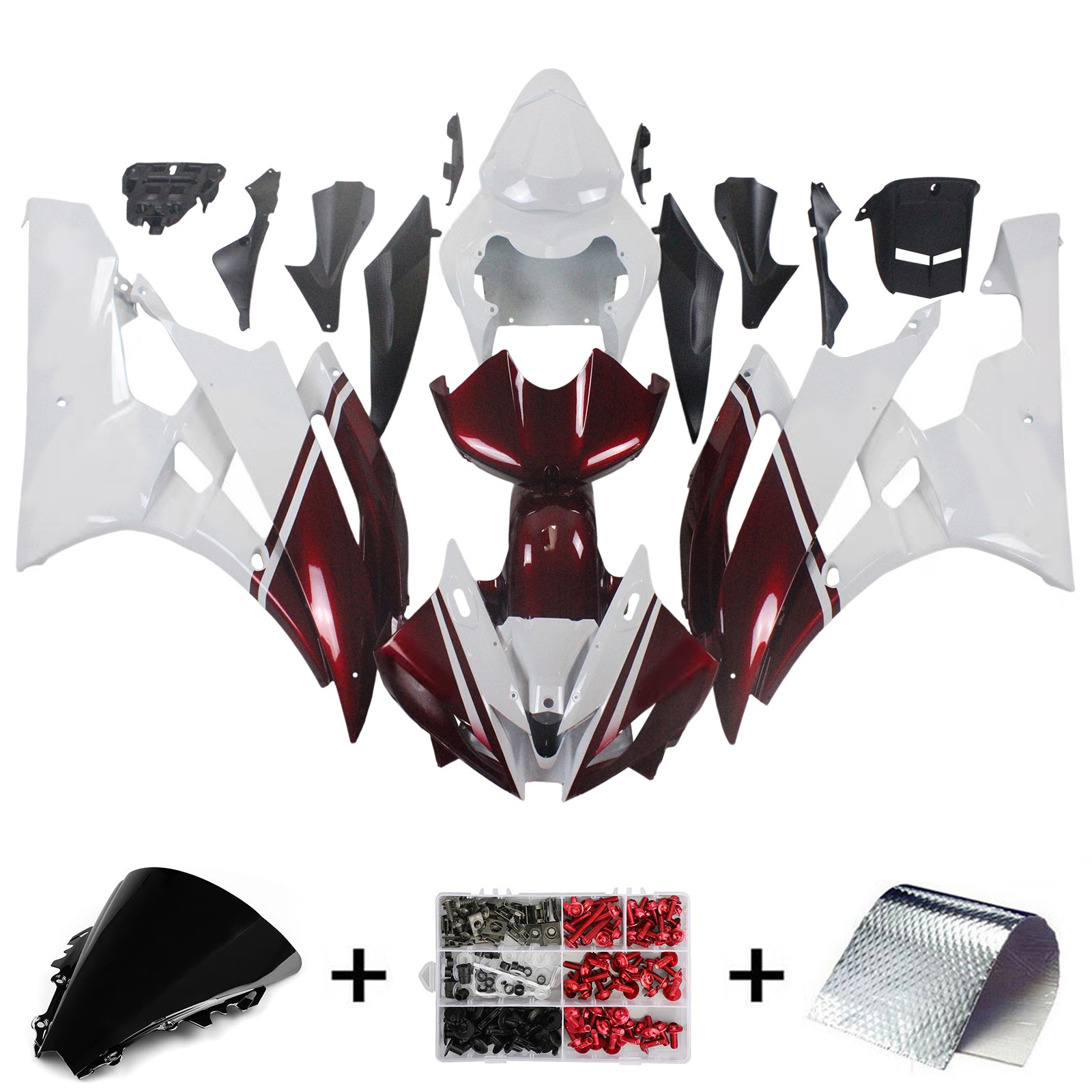 Amotopart 2006-2007 Yamaha YZF 600 R6 Red&White Fairing Kit