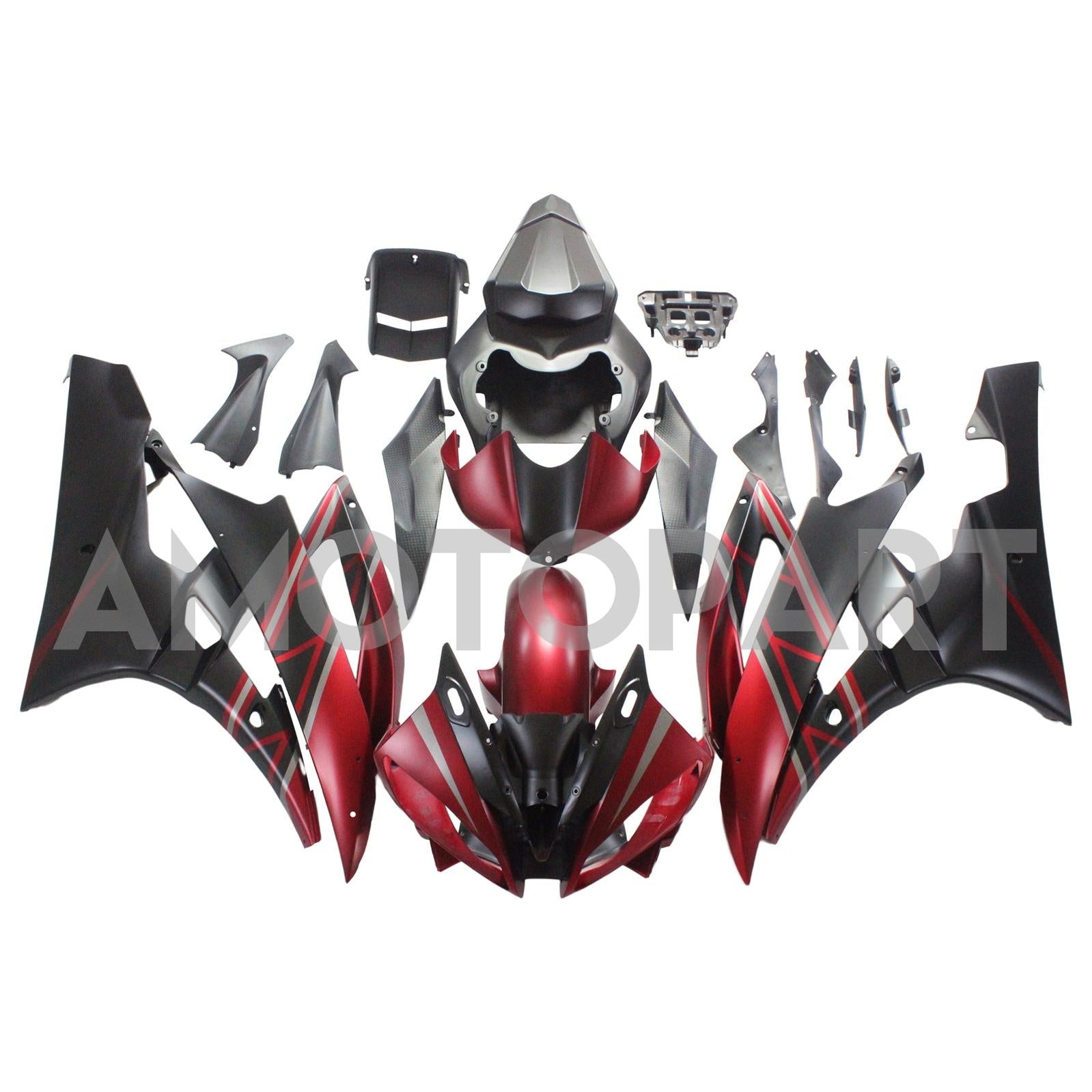 Amotopart 2006-2007 YZF 600 R6 Yamaha Red&Black Fairing Kit