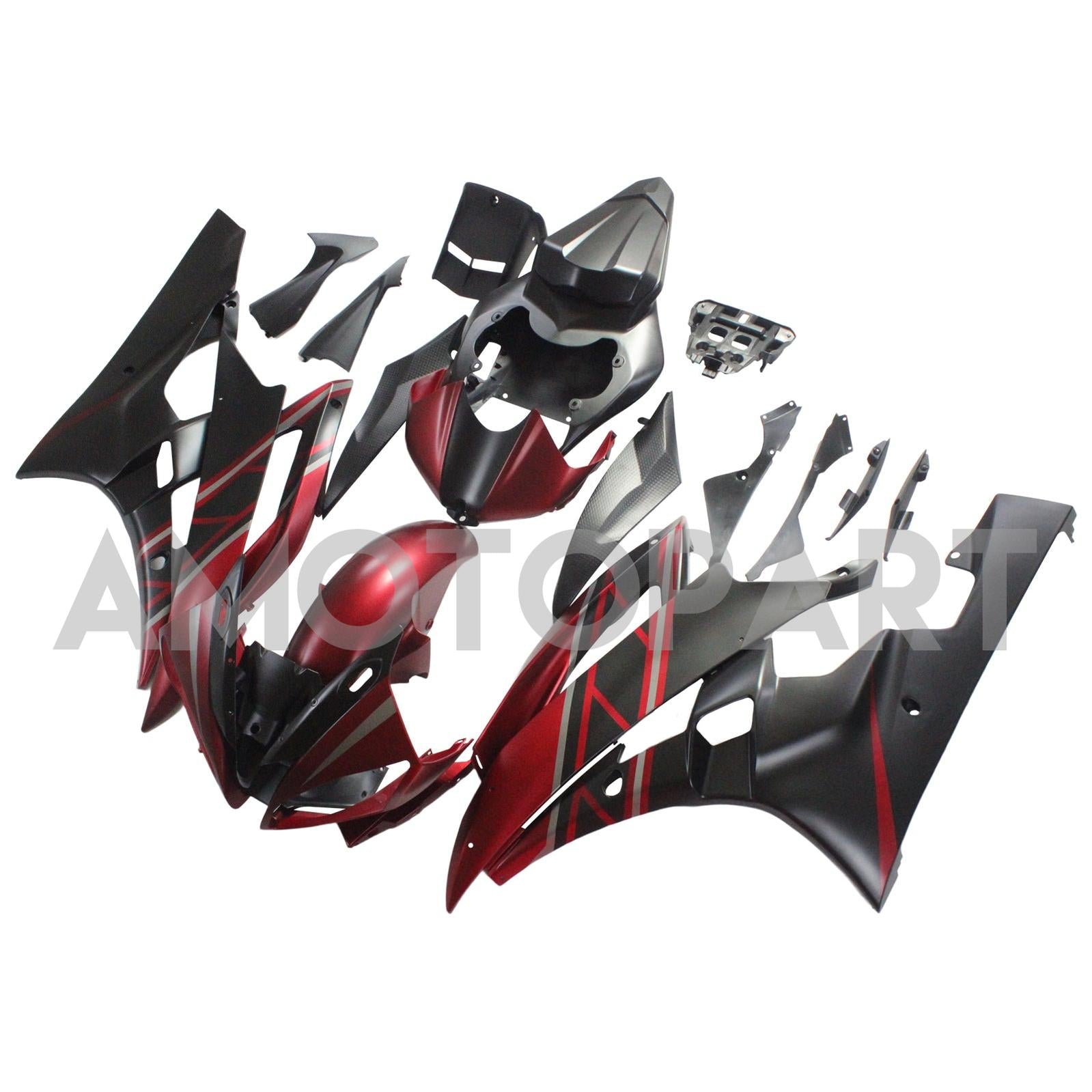 Amotopart 2006-2007 YZF 600 R6 Yamaha Red&Black Fairing Kit