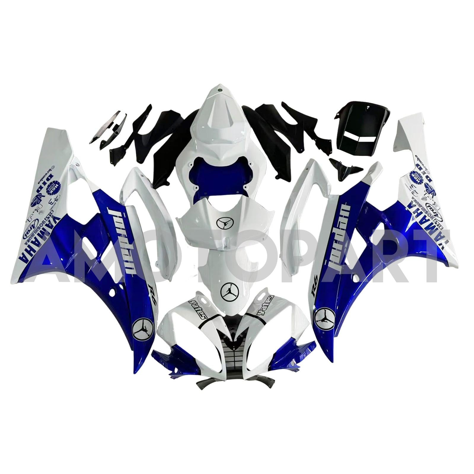 Amotopart Yamaha 2006-2007 YZF 600 R6 White Blue Fairing Kit