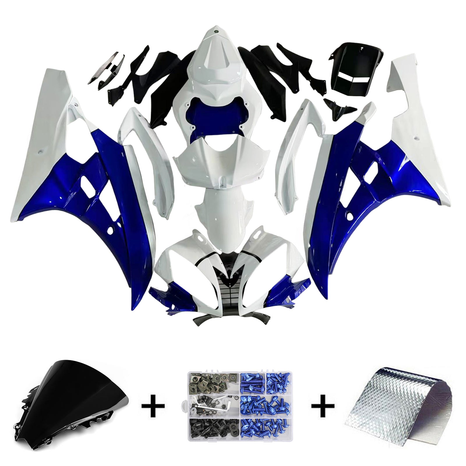 Amotopart Yamaha 2006-2007 YZF 600 R6 White Blue Fairing Kit