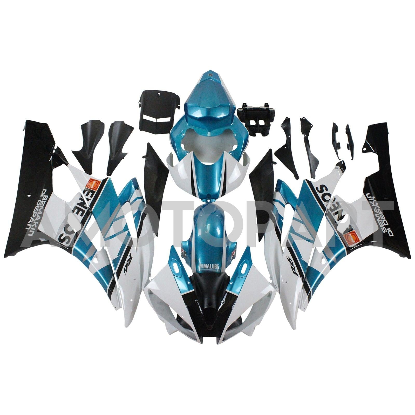 Amotopart 2006-2007 YZF 600 R6 Yamaha Blue&White Fairing Kit