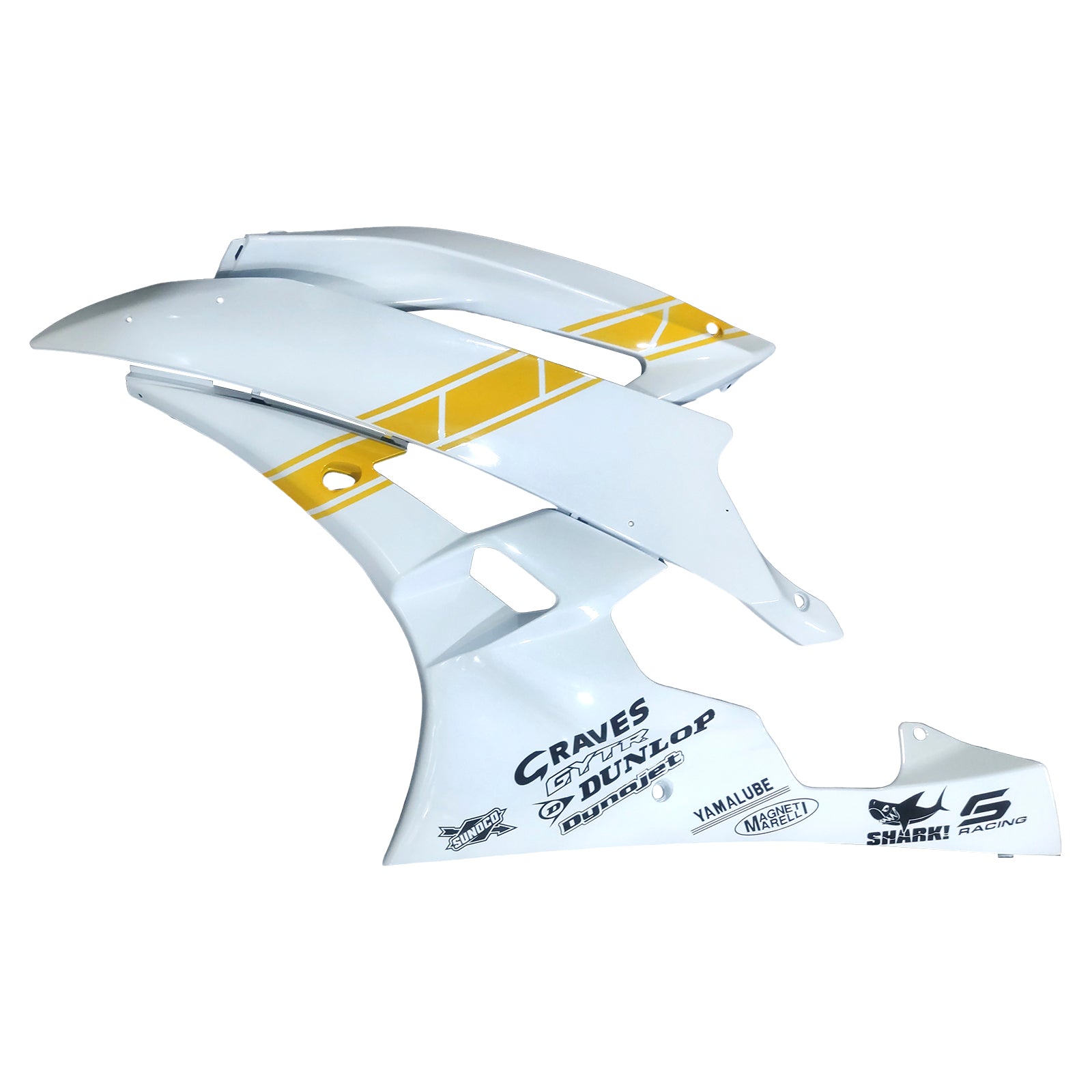 Amotopart Yamaha 2006-2007 YZF 600 R6 White Yellow Fairing Kit