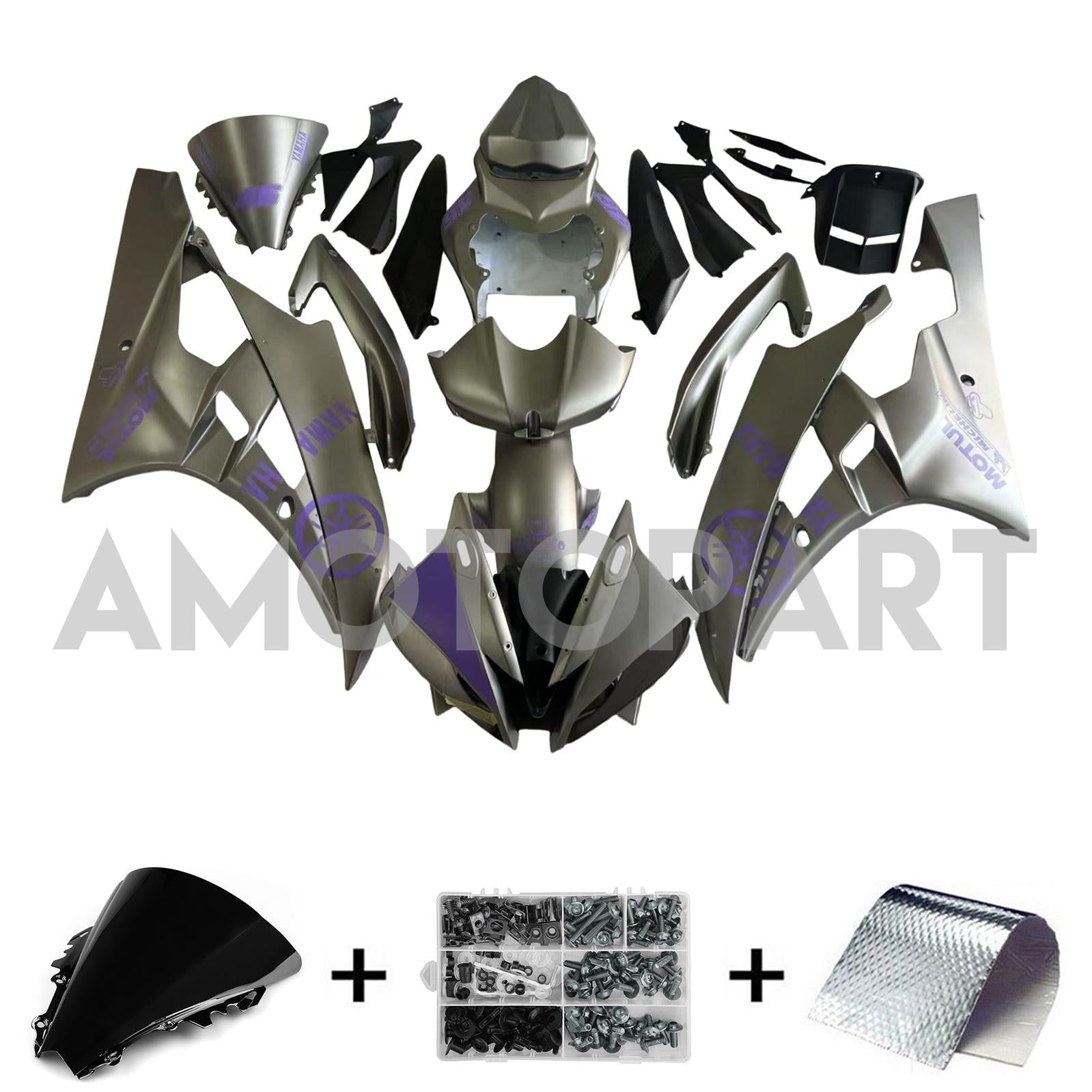 Amotopart ヤマハ 2006-2007 YZF 600 R6 スライバー パープル フェアリング キット