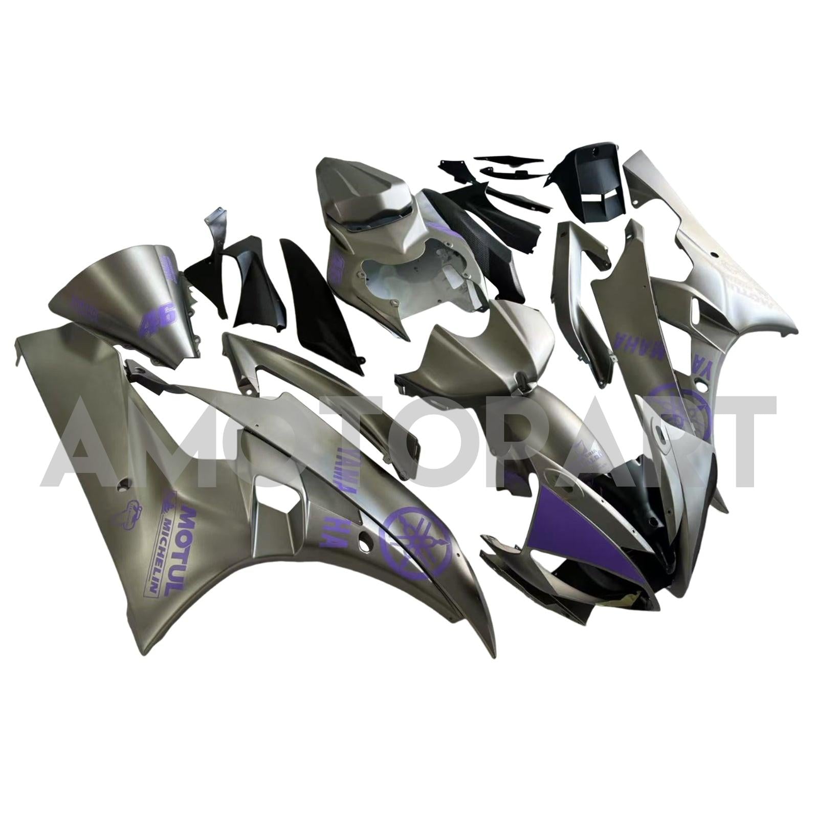 Amotopart ヤマハ 2006-2007 YZF 600 R6 スライバー パープル フェアリング キット