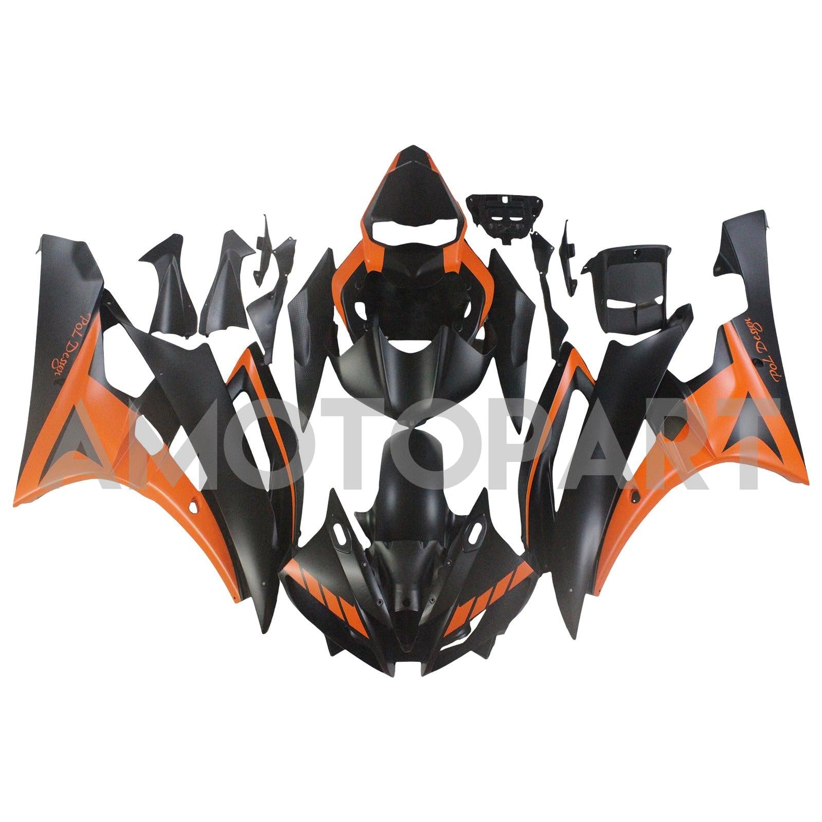 Amotopart Yamaha YZF 600 R6 2006-2007 Kit de fada Orange & Black