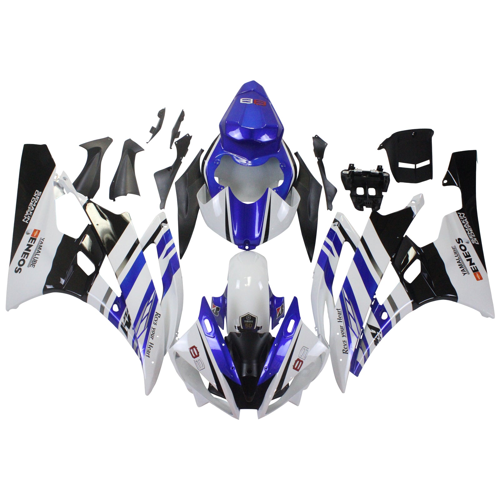 Amotopart Yamaha YZF 600 R6 2006-2007 Blue & White Fairing Kit