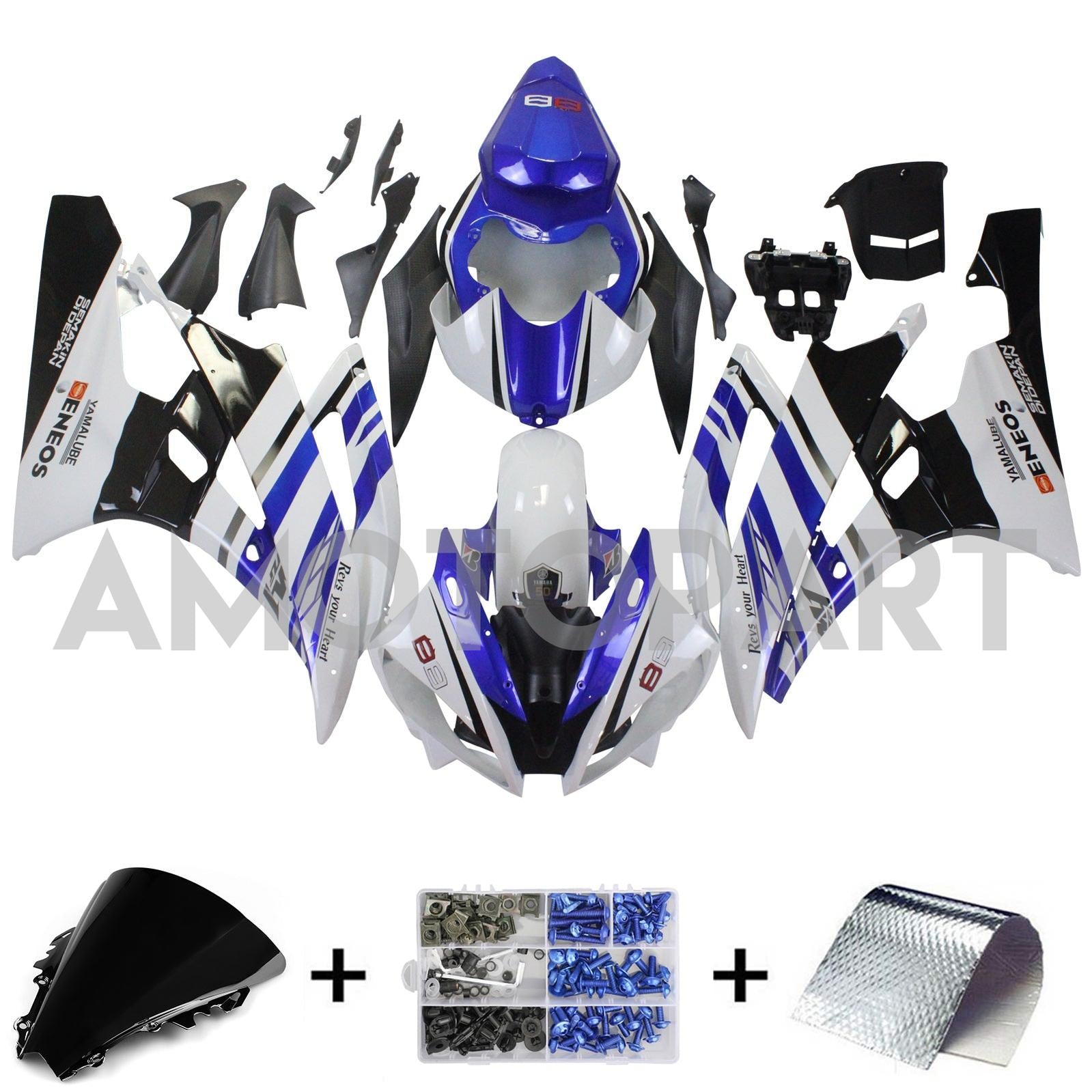 Amotopart 2006-2007 Yamaha YZF 600 R6 Black&Blue Fairing Kit Collection