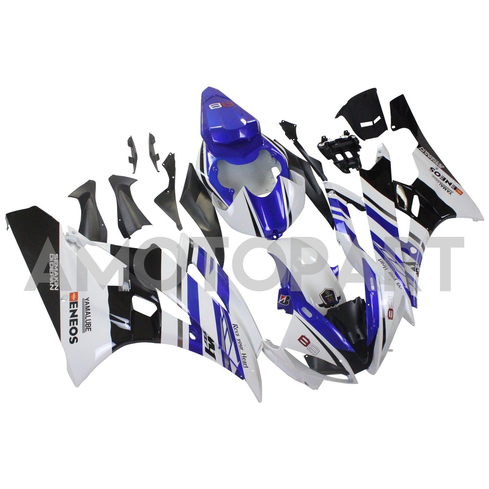 Amotopart Yamaha YZF 600 R6 2006-2007 Blue&White Fairing Kit