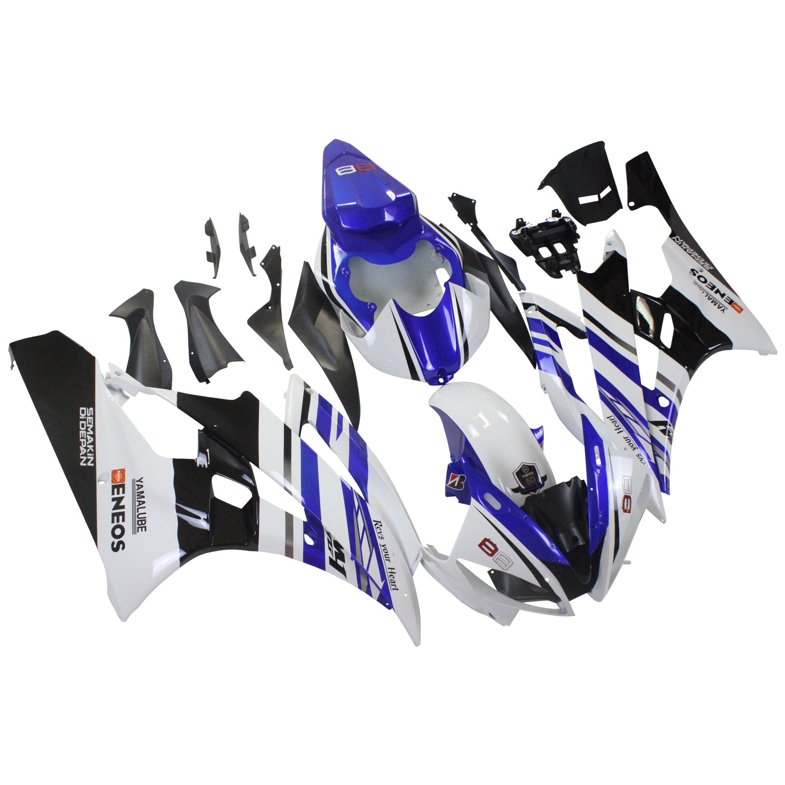 Amotopart Yamaha YZF 600 R6 2006-2007 Blue & White Fairing Kit