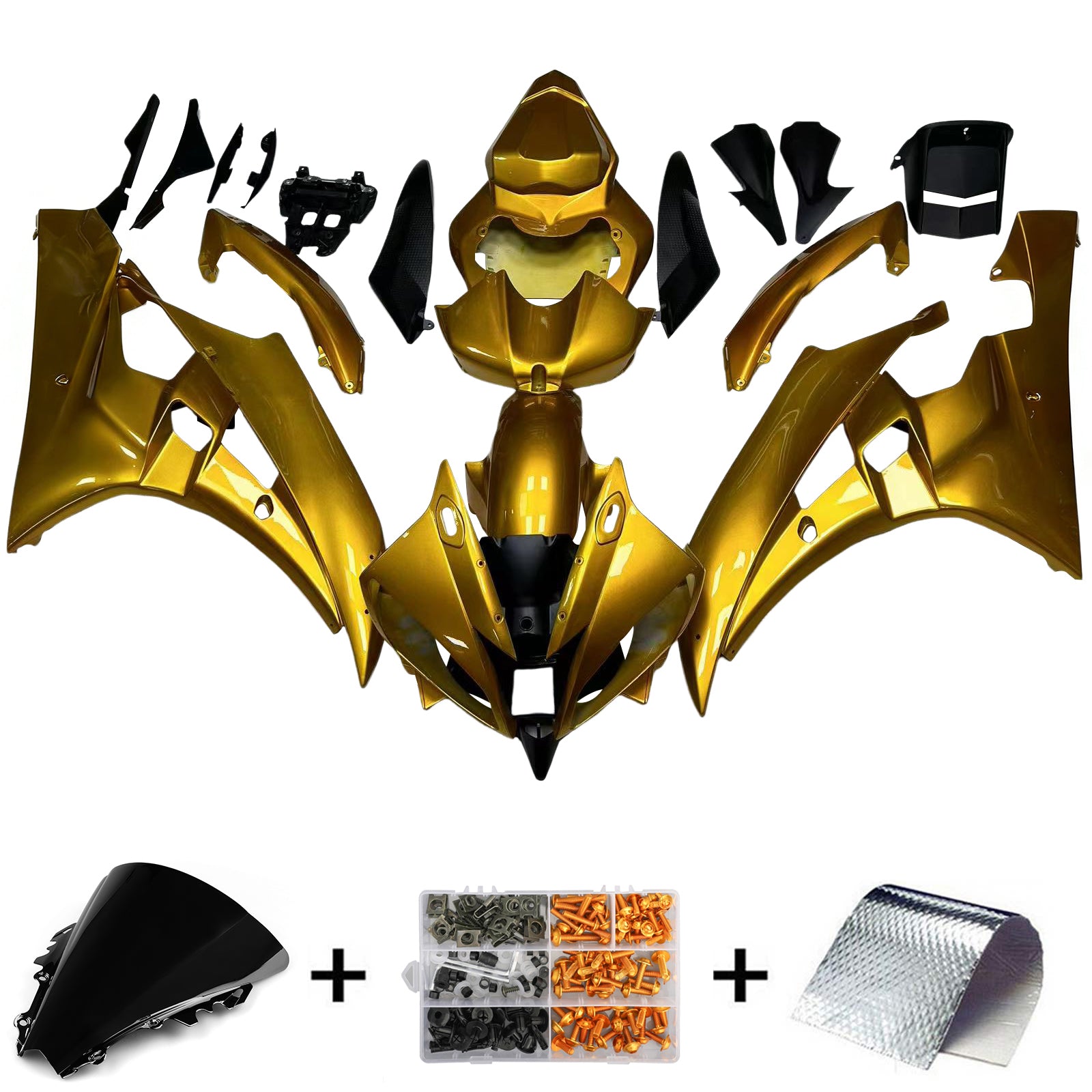 Amotopart Yamaha YZF 600 R6 2006-2007 Gloss Gold Fairing Kit