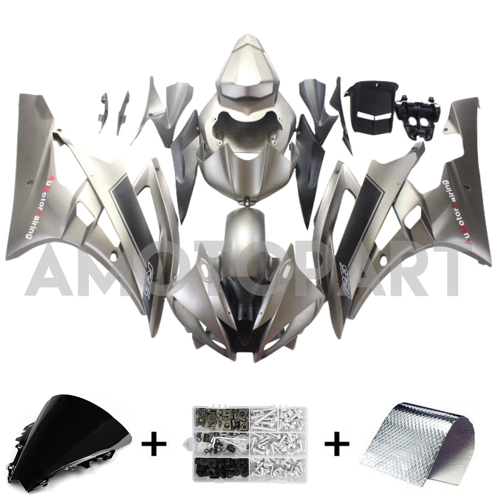 Amotopart 2006-2007 Yamaha YZF 600 R6 Black&Blue Fairing Kit Collection