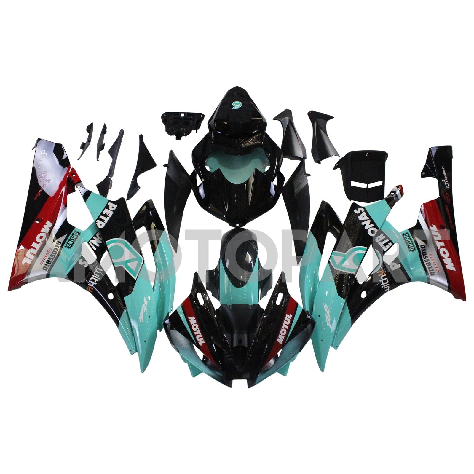 Amotopart Yamaha YZF 600 R6 2006-2007 Green & Black Patronus Fairing Kit