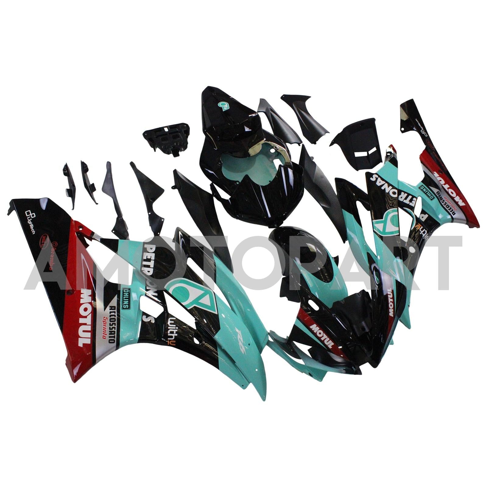 Amotopart Yamaha YZF 600 R6 2006-2007 Green & Black Patronus Fairing Kit