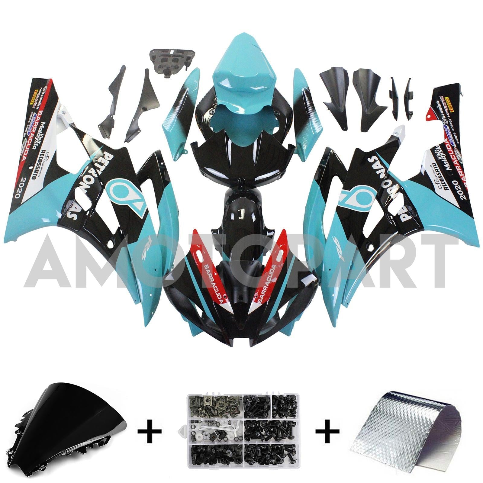 Amotopart Yamaha YZF 600 R6 2006-2007 Blue & Black Patronus Fairing Kit