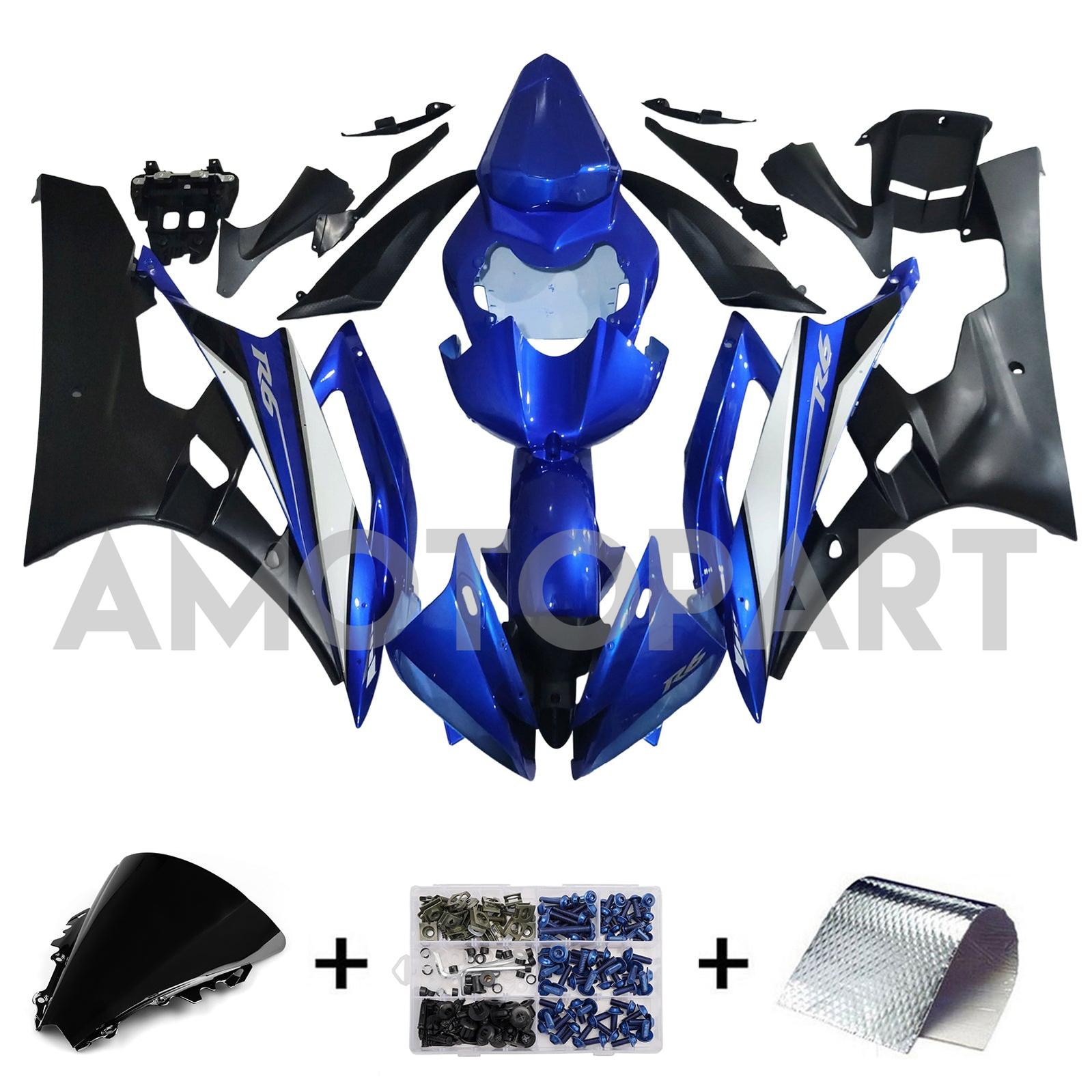 Amotopart Yamaha YZF 600 R6 2006-2007 Blue&Black Fairing Kit
