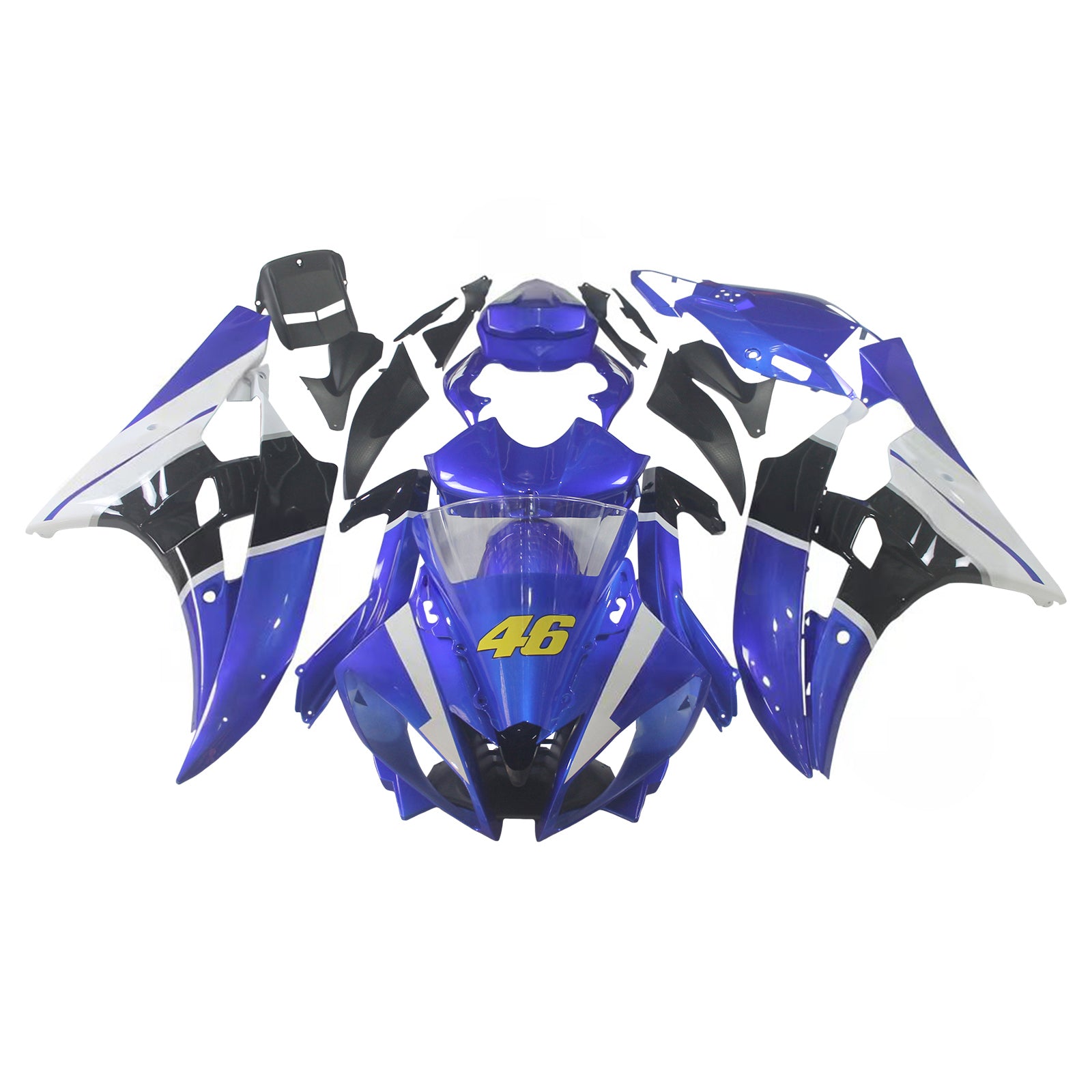 Amotopart 2006-2007 Yamaha YZF 600 R6 Kit de carenagem preto e azul
