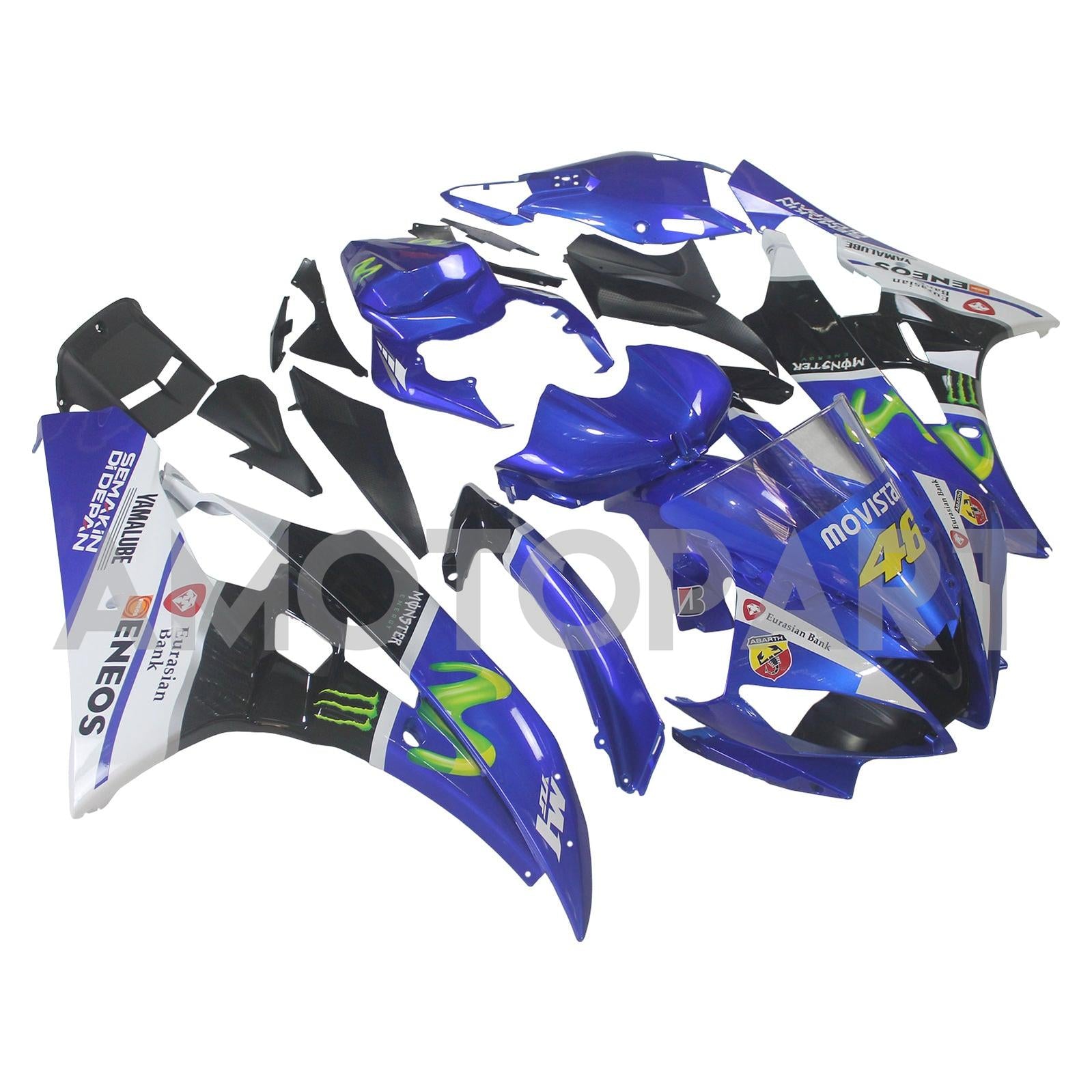 Amotopart 2006-2007 Yamaha YZF 600 R6 Black&Blue Fairing Kit