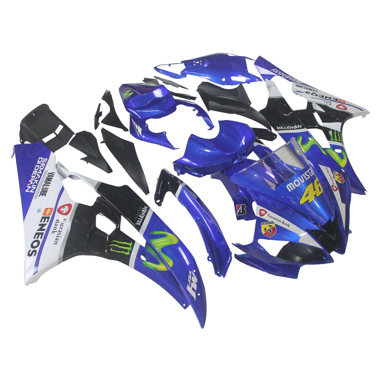 Amotopart 2006-2007 Yamaha YZF 600 R6 Black & Blue Fairing Kit