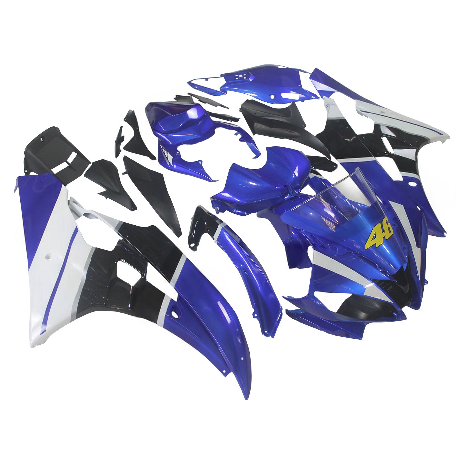Amotopart 2006-2007 Yamaha YZF 600 R6 Kit de carenagem preto e azul