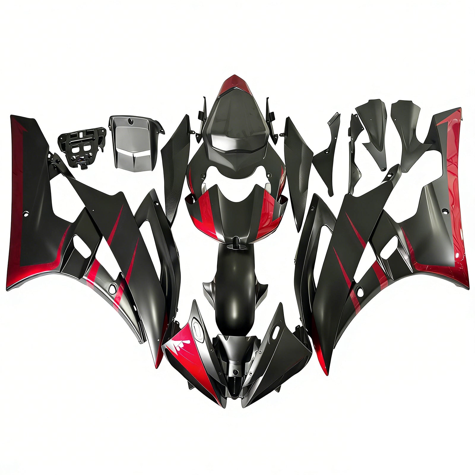 Amotopart 2006-2007 Yamaha YZF 600 R6 Matte Black&Red Fairing Kit