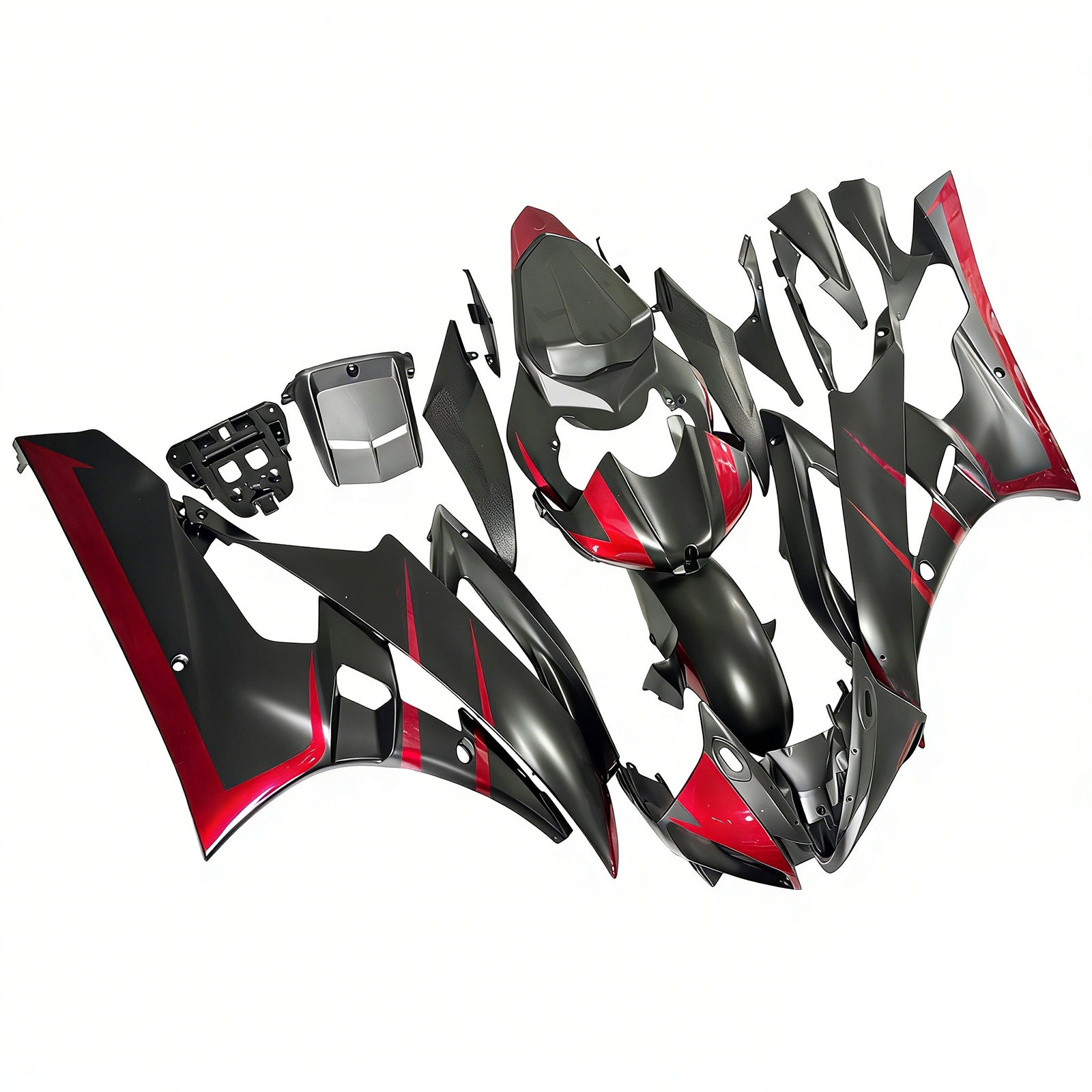 Amotopart 2006-2007 Yamaha YZF 600 R6 Matte Black&Red Fairing Kit