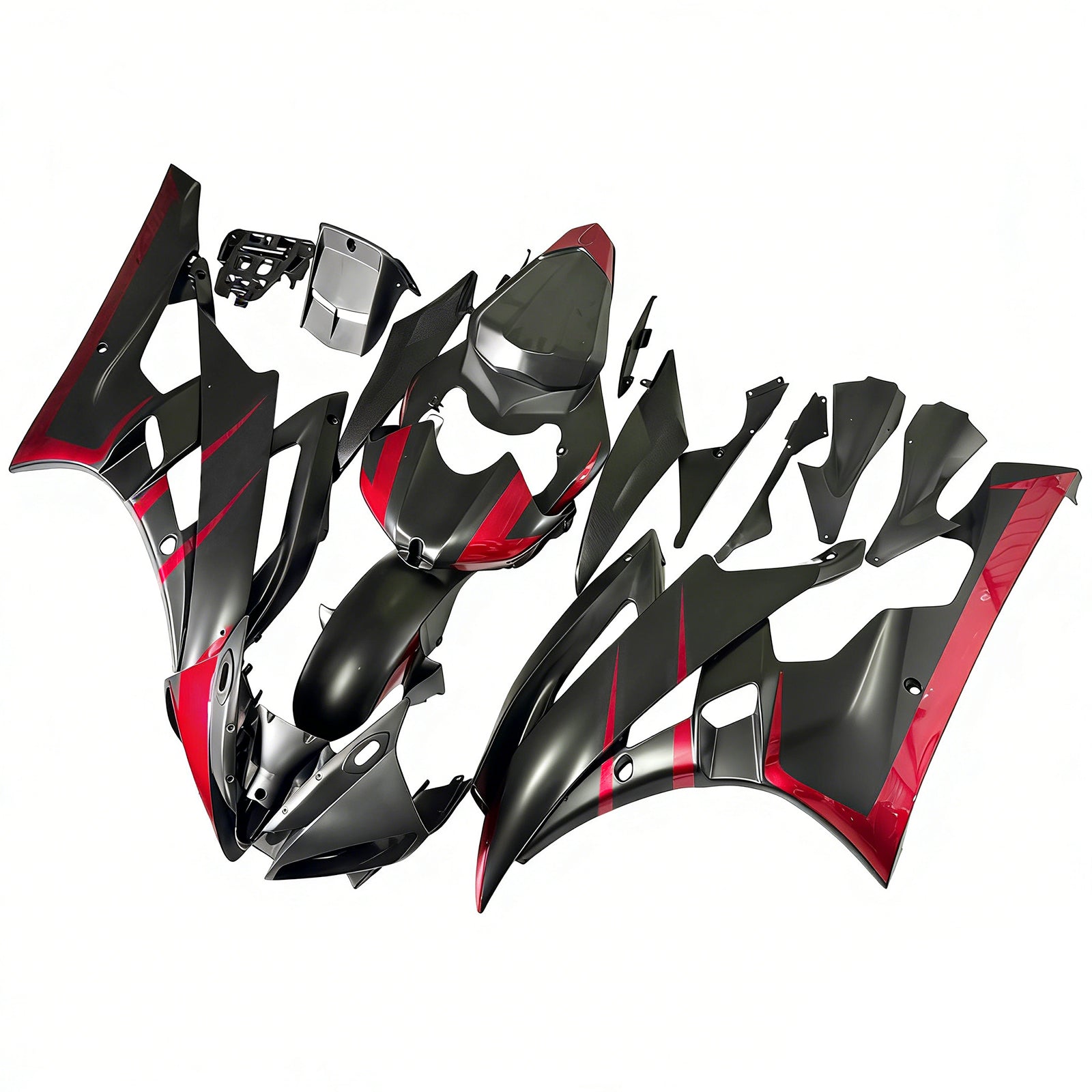 Amotopart 2006-2007 Yamaha YZF 600 R6 Matte Black&Red Fairing Kit