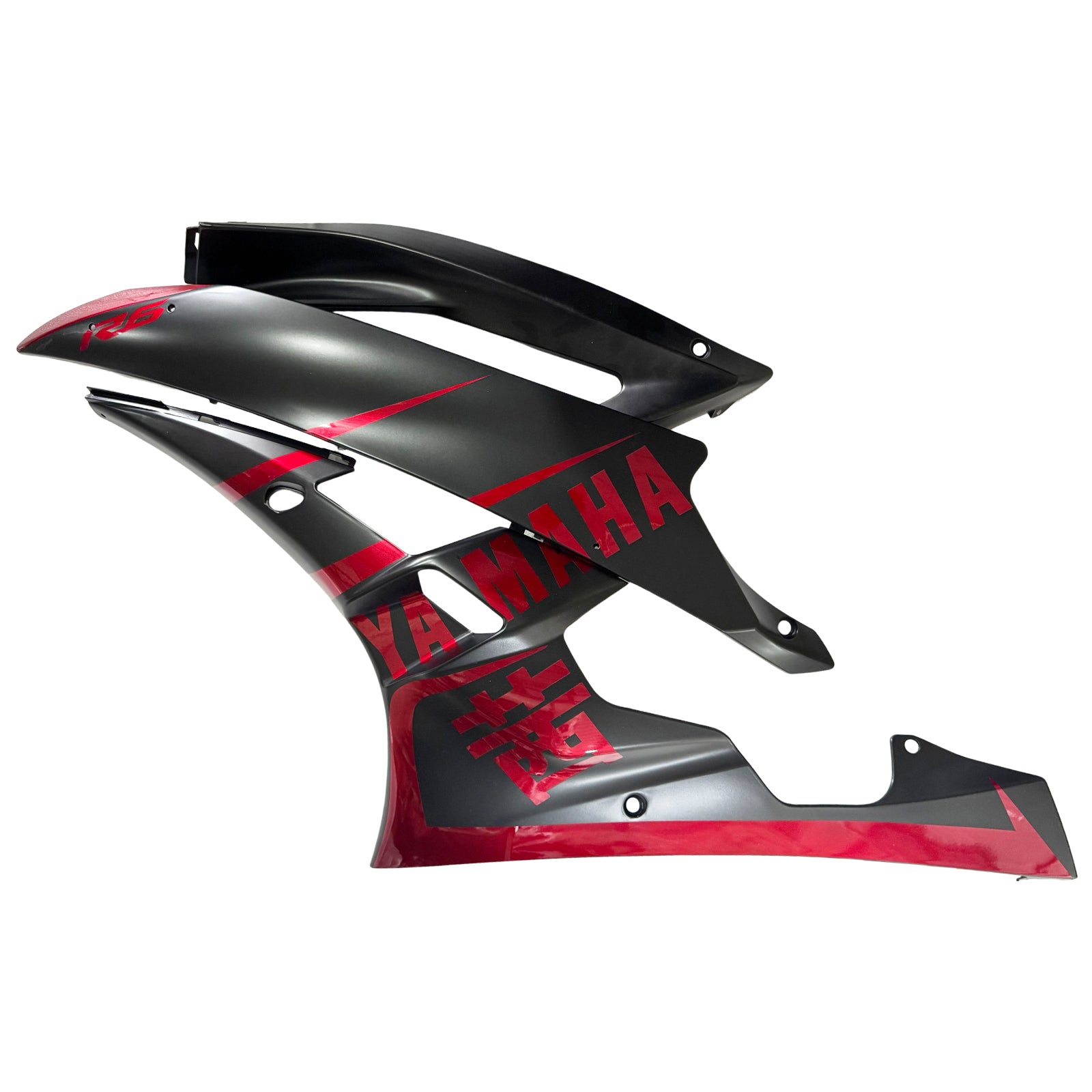 Amotopart 2006-2007 Yamaha Yzf 600 R6 Black mat avec un carénage de logo rouge