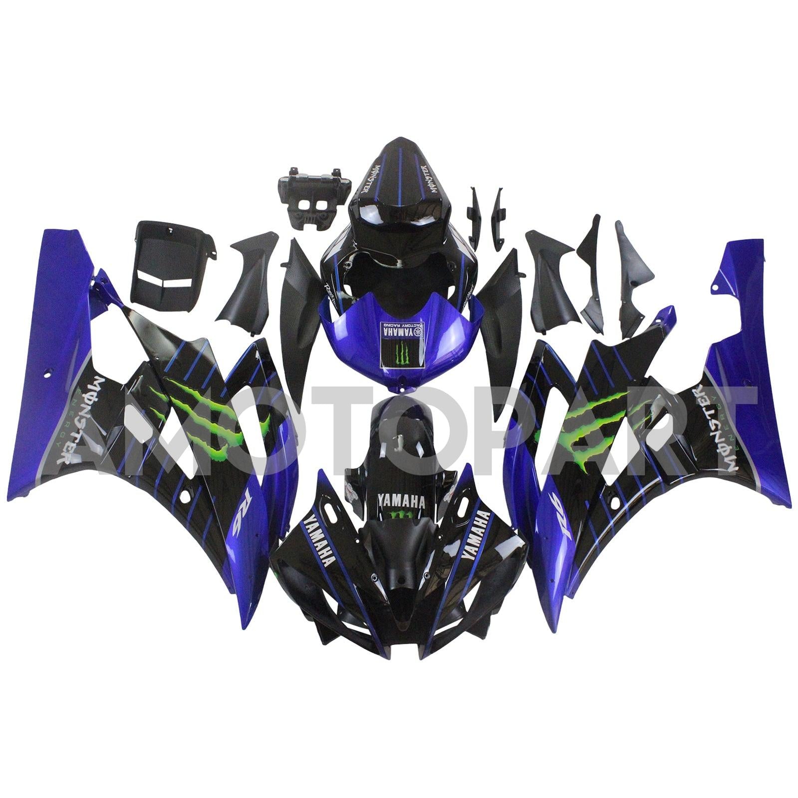 Amotopart 2006-2007 Yamaha YZF 600 R6 Blue&Black Monster Fairing Kit