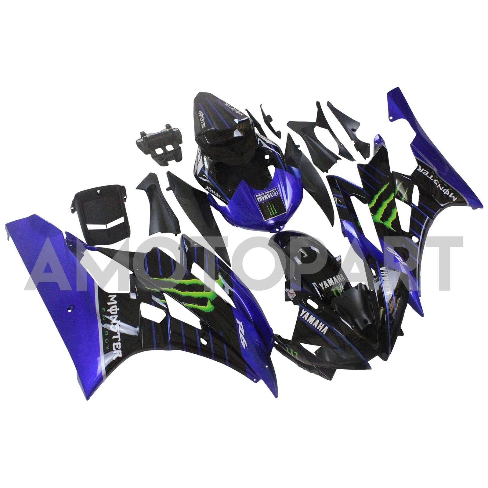 Amotopart 2006-2007 Yamaha YZF 600 R6 Blue&Black Monster Fairing Kit