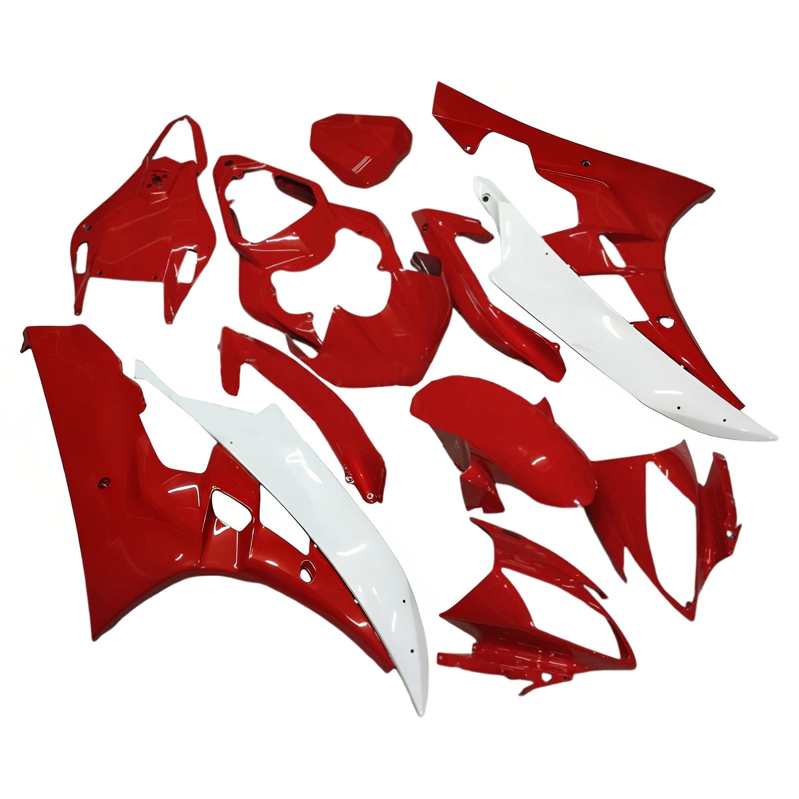Amotopart 2006-2007 Yamaha Yzf 600 R6 Kit de Fairing Red & White