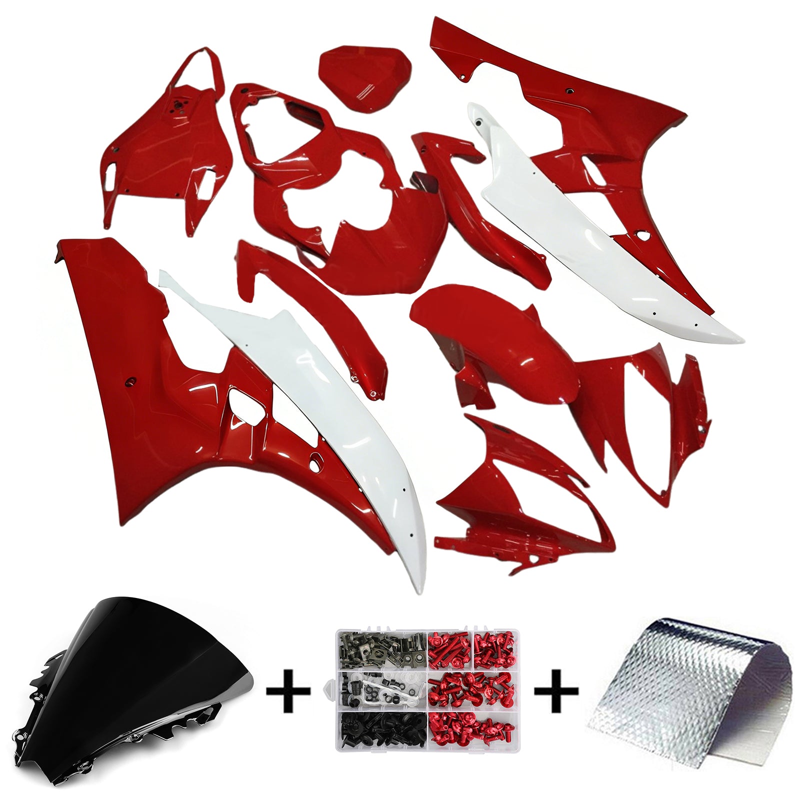Amotopart 2006-2007 Yamaha Yzf 600 R6 Kit de Fairing Red & White