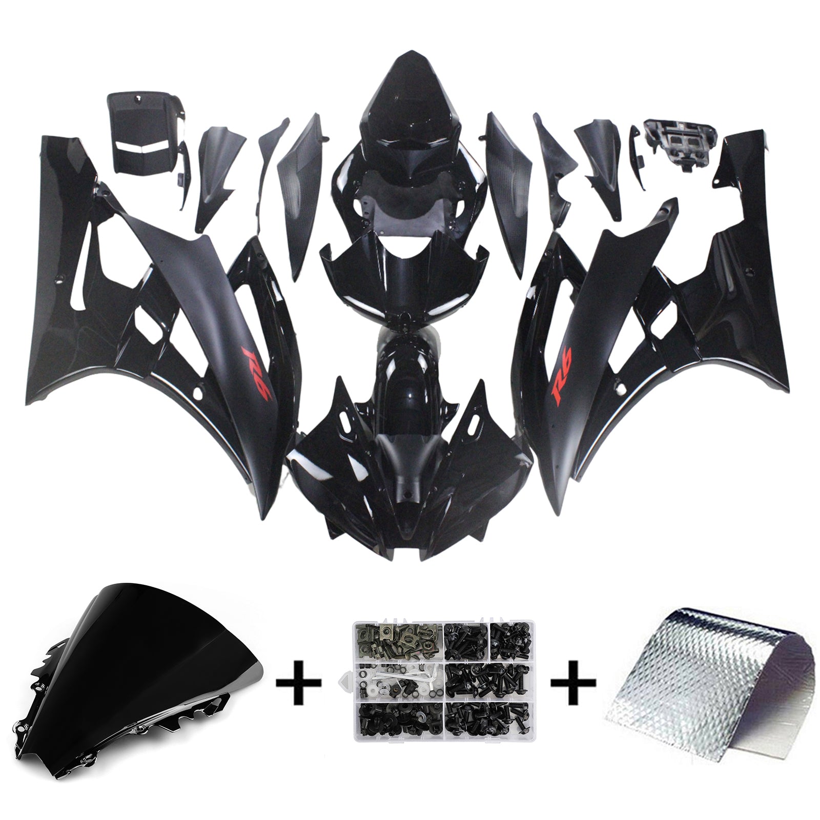 Amotopart 2006-2007 Yamaha YZF 600 R6 Matte Black Fairing Kit