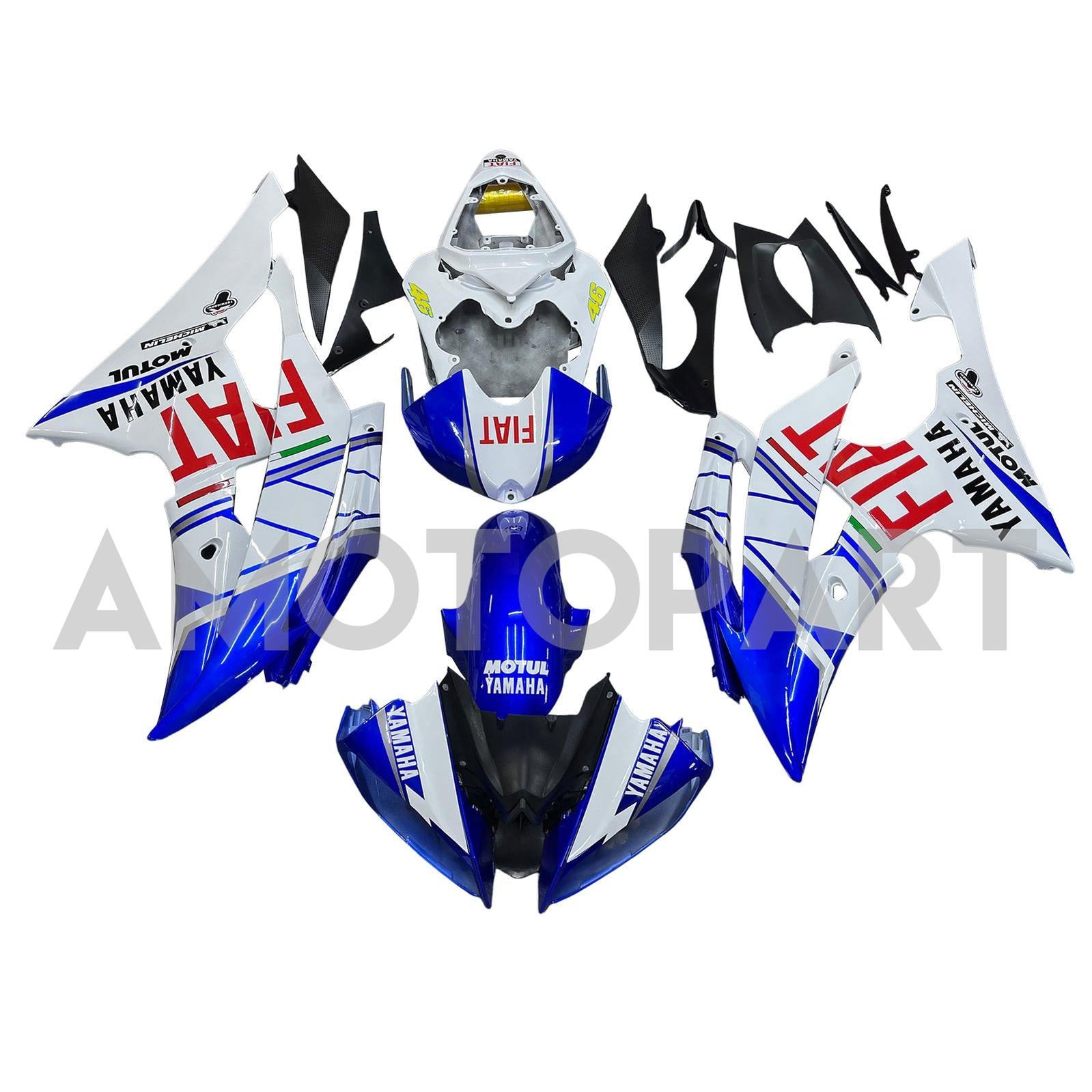 Amotopart 2008-2016 Yamaha Yzf 600 R6 Black Petronas Style1 Kit de carénage