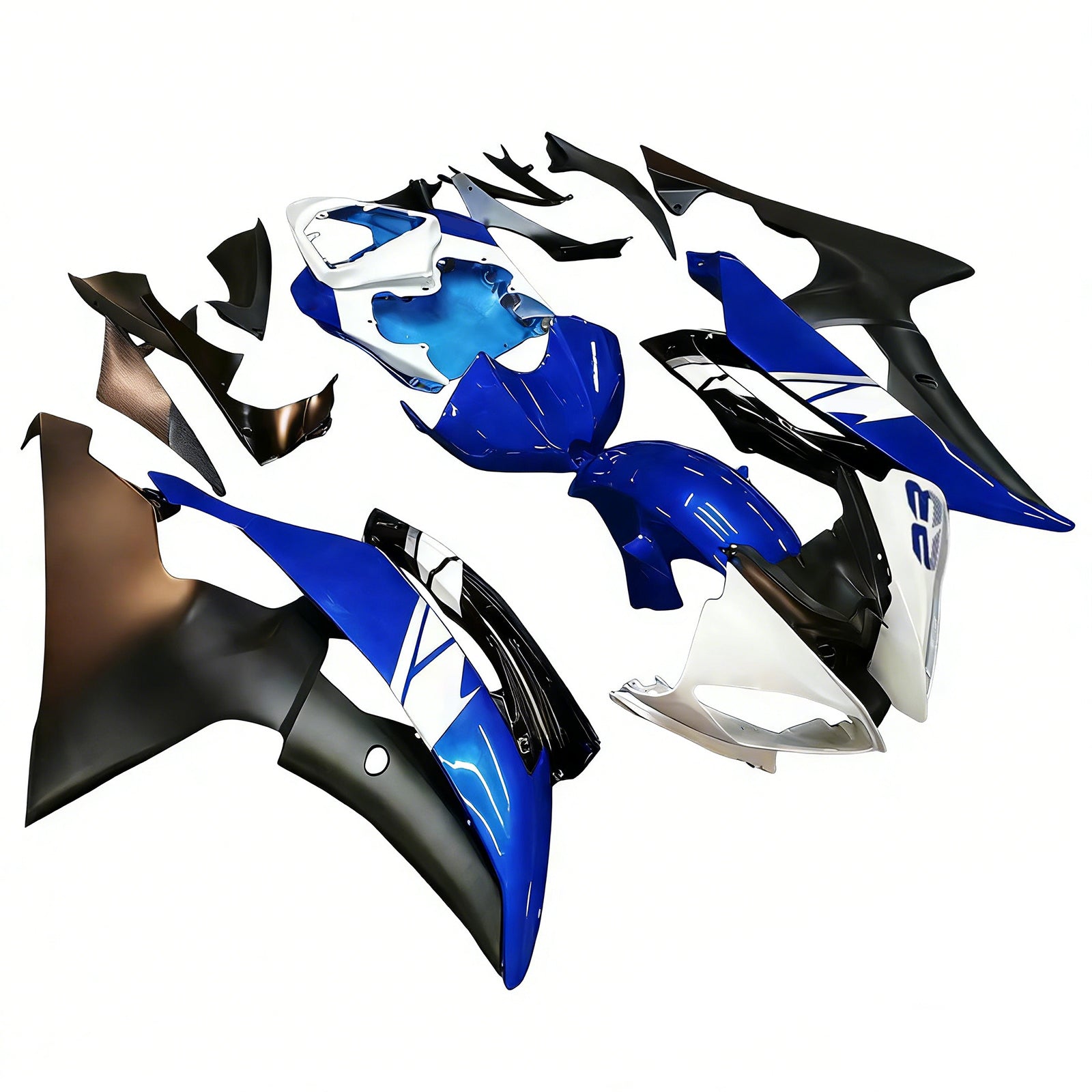 Amotopart Yamaha YZF 600 R6 Bleu 2008-2016&Kit de carénage noir