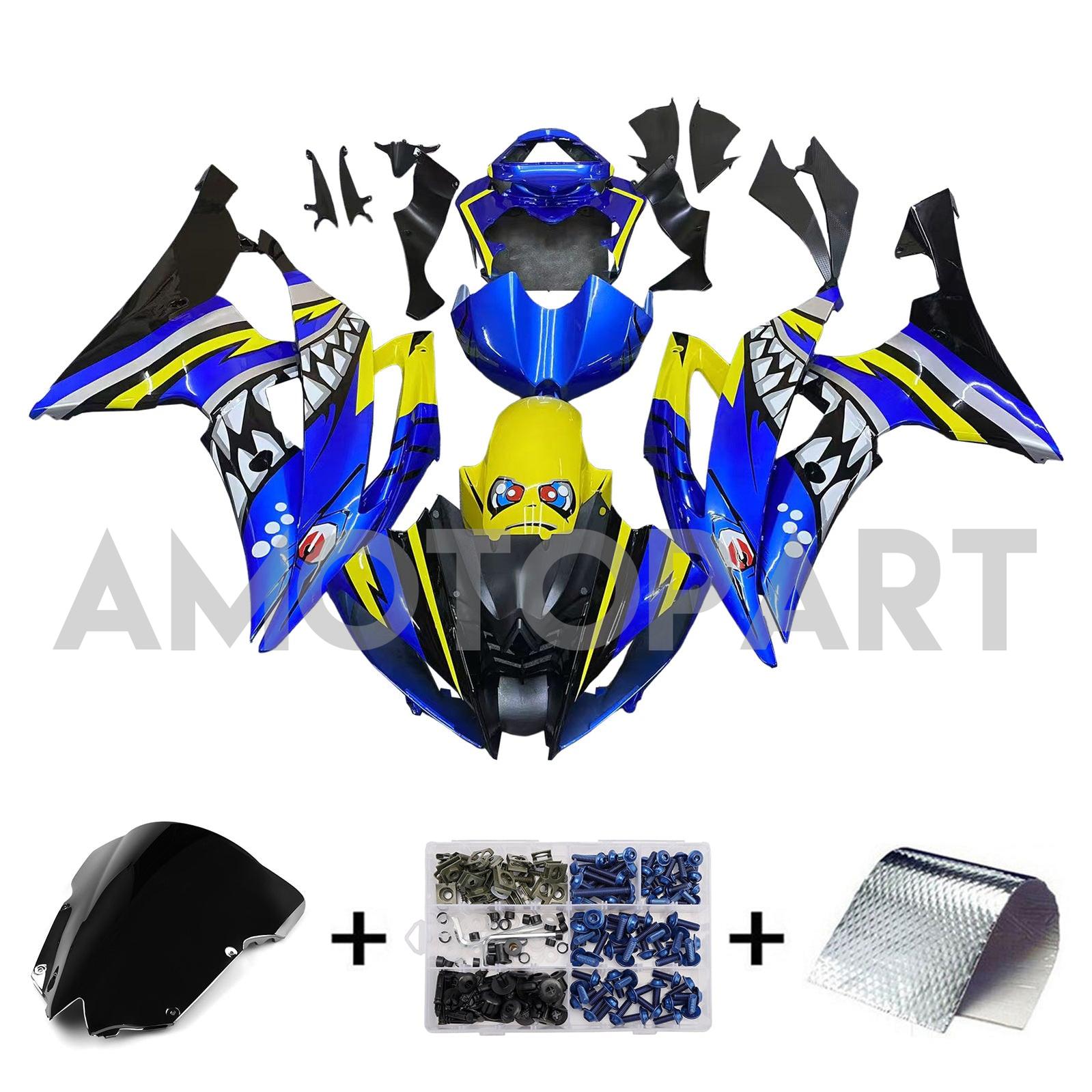 Amotopart 2008-2016 Yamaha YZF 600 R6 Blue Yellow Fairing Kit