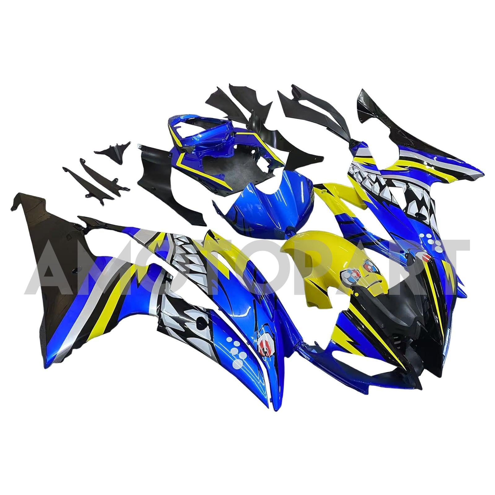 Amotopart 2008-2016 Yamaha YZF 600 R6 Blue Yellow Fairing Kit