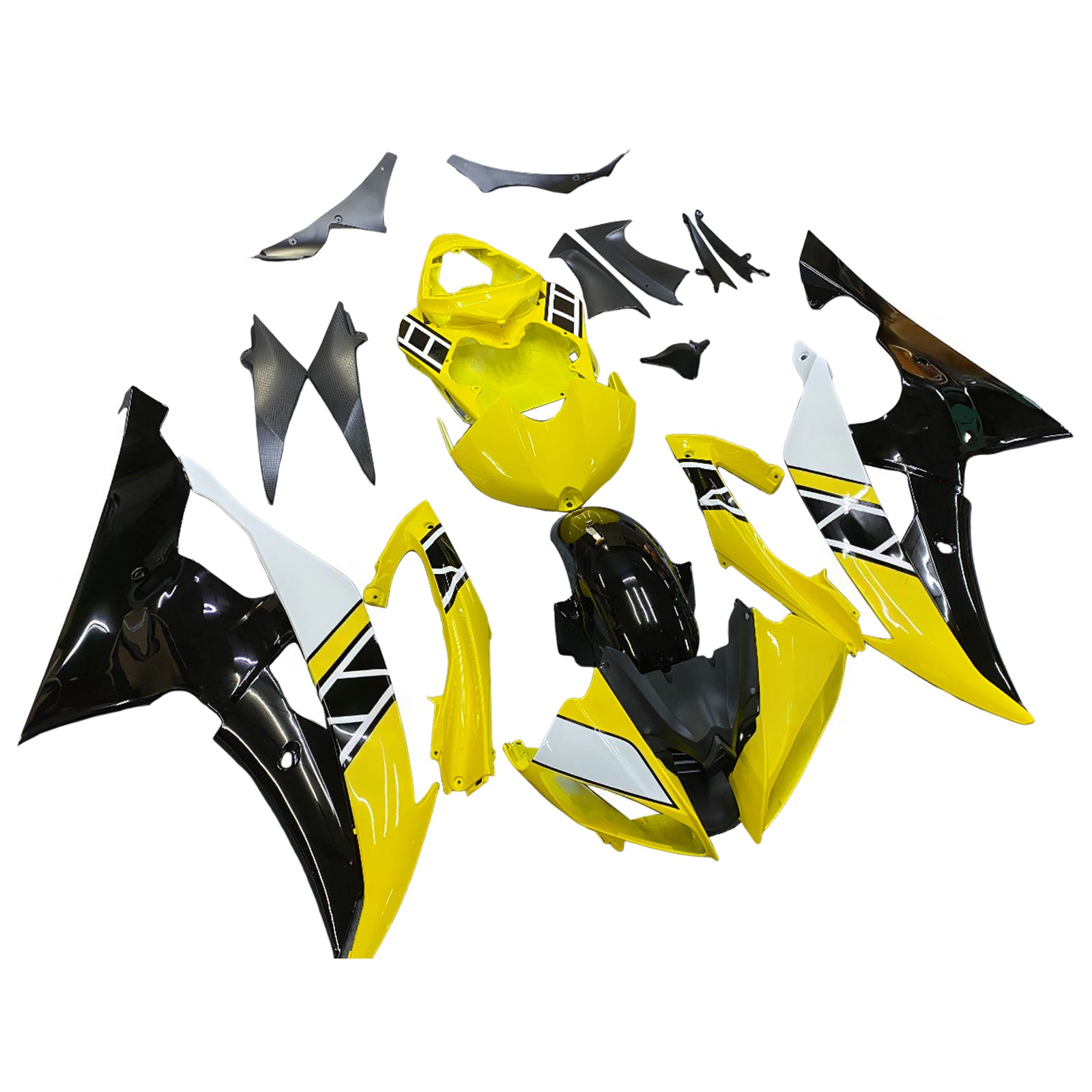 Amotopart Yamaha 2008-2016 YZF 600 R6 Yellow Black Fairing Kit
