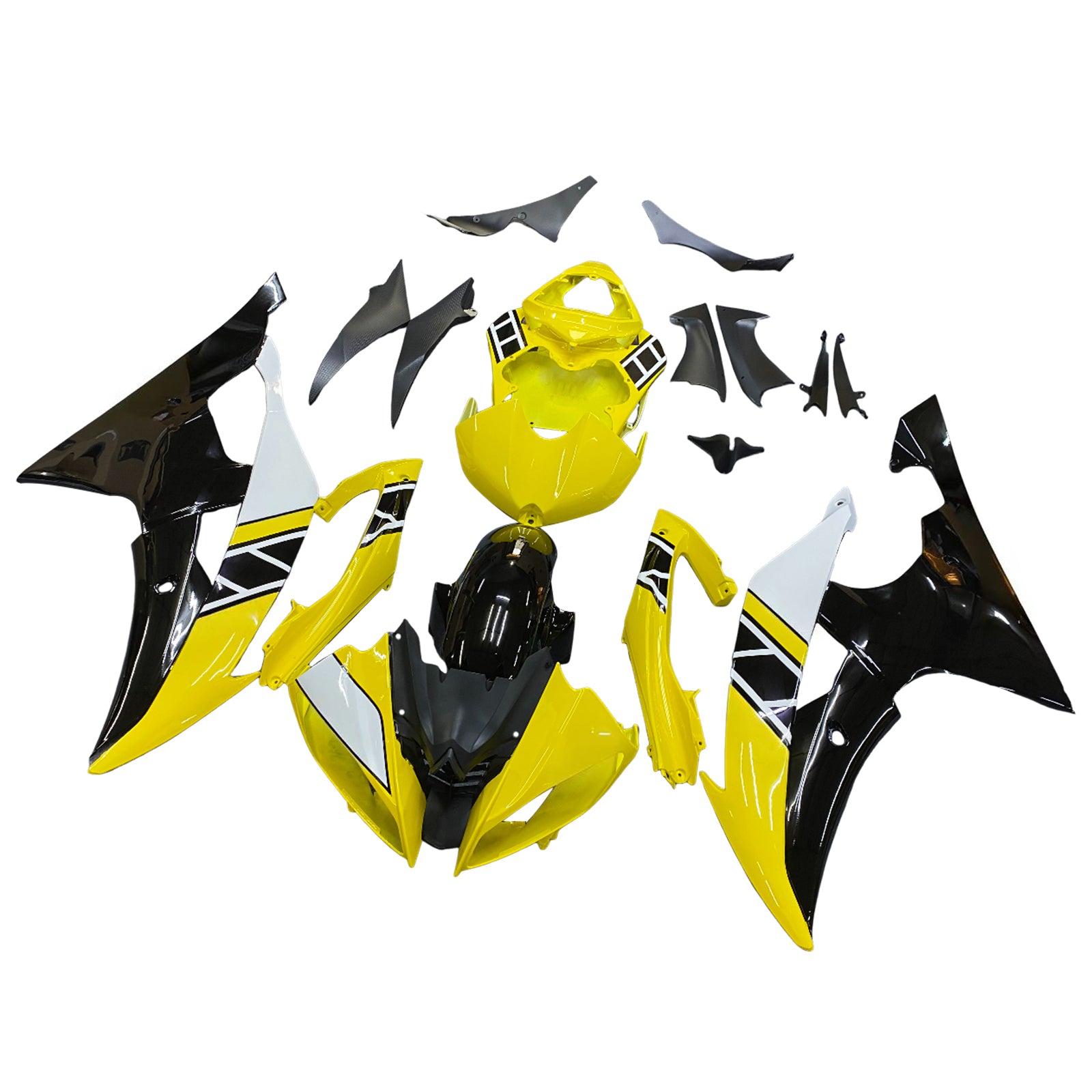 Amotopart Yamaha 2008-2016 YZF 600 R6 Yellow Black Fairing Kit